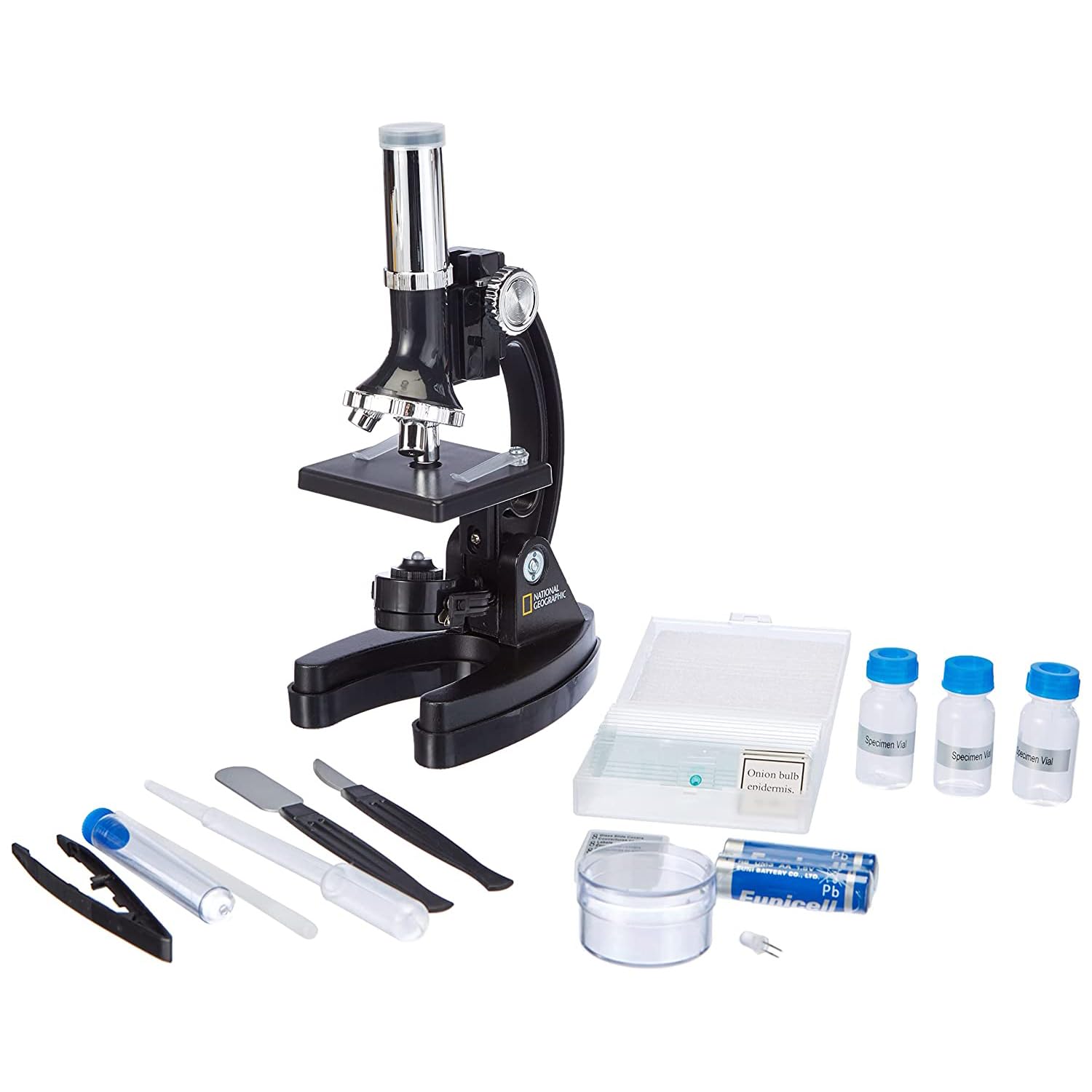 National Geographic Microscopi Microscopio 300x-1200x per bambini preparati