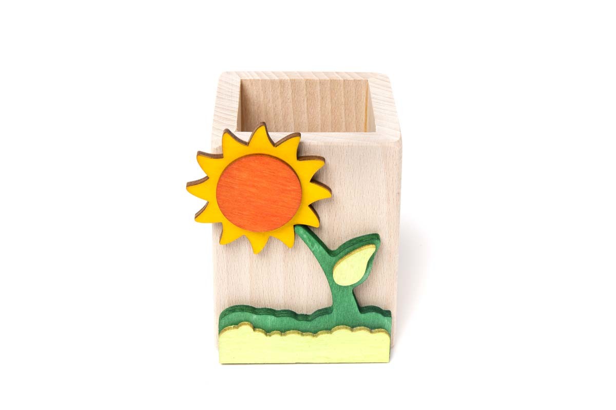 Il Pianeta delle idee Piccoli Oggetti Fiori Portapenne in legno 10×10 cm
