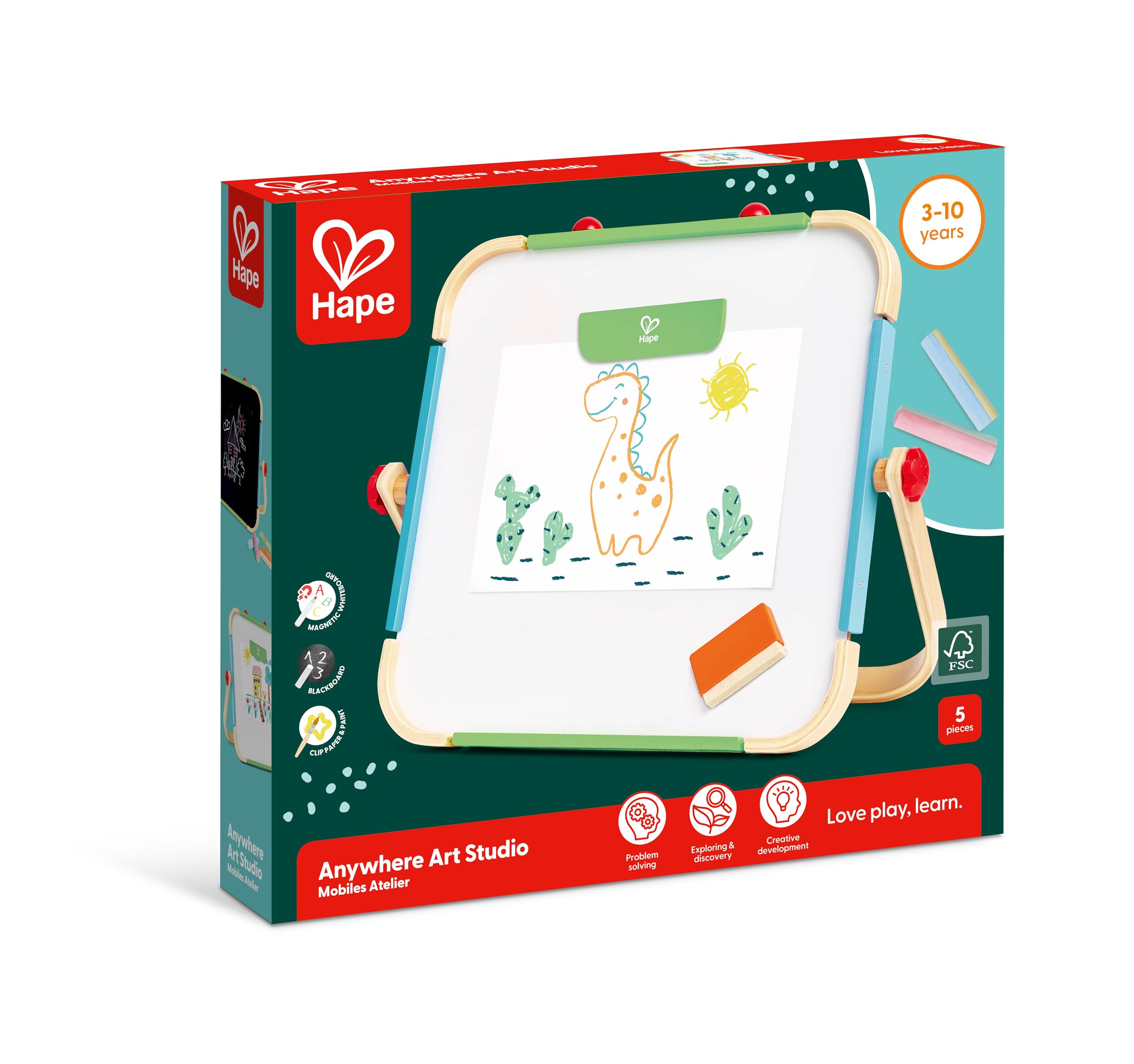 Hape Arte e creatività Lavagnetta portatile double-face con cavalletto
