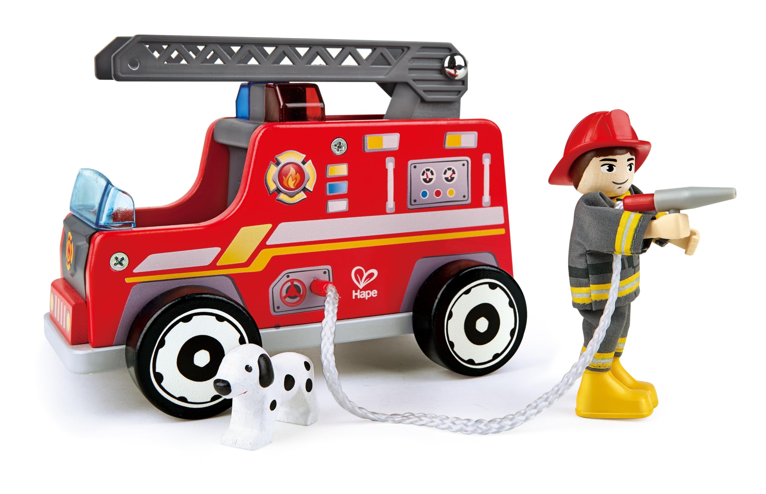 Hape Giochi di ruolo Set Vigile del Fuoco con Camion e Cagnolino