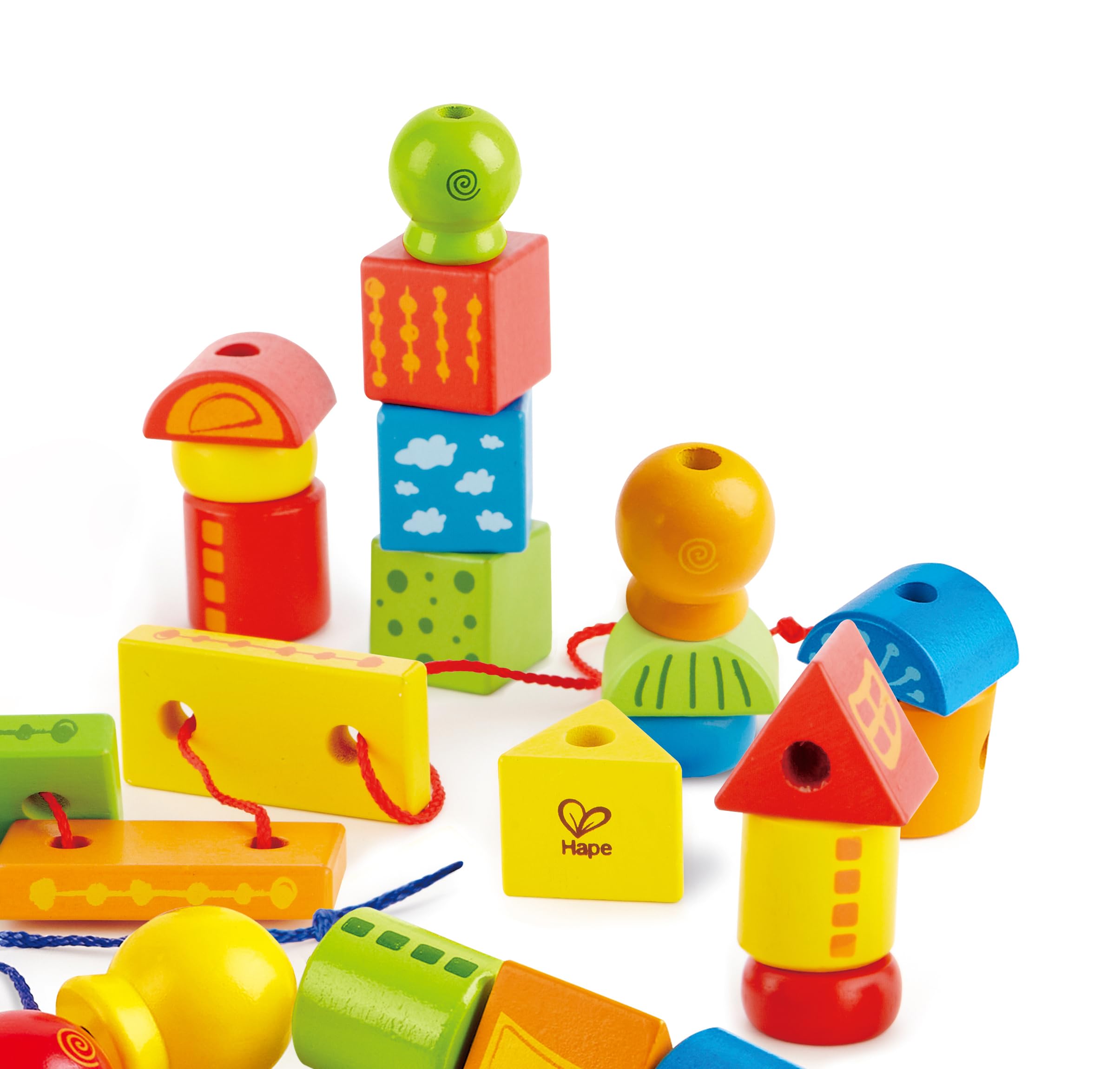Hape Giocattoli abilità motorie Forme da Infilare 32 blocchi in legno