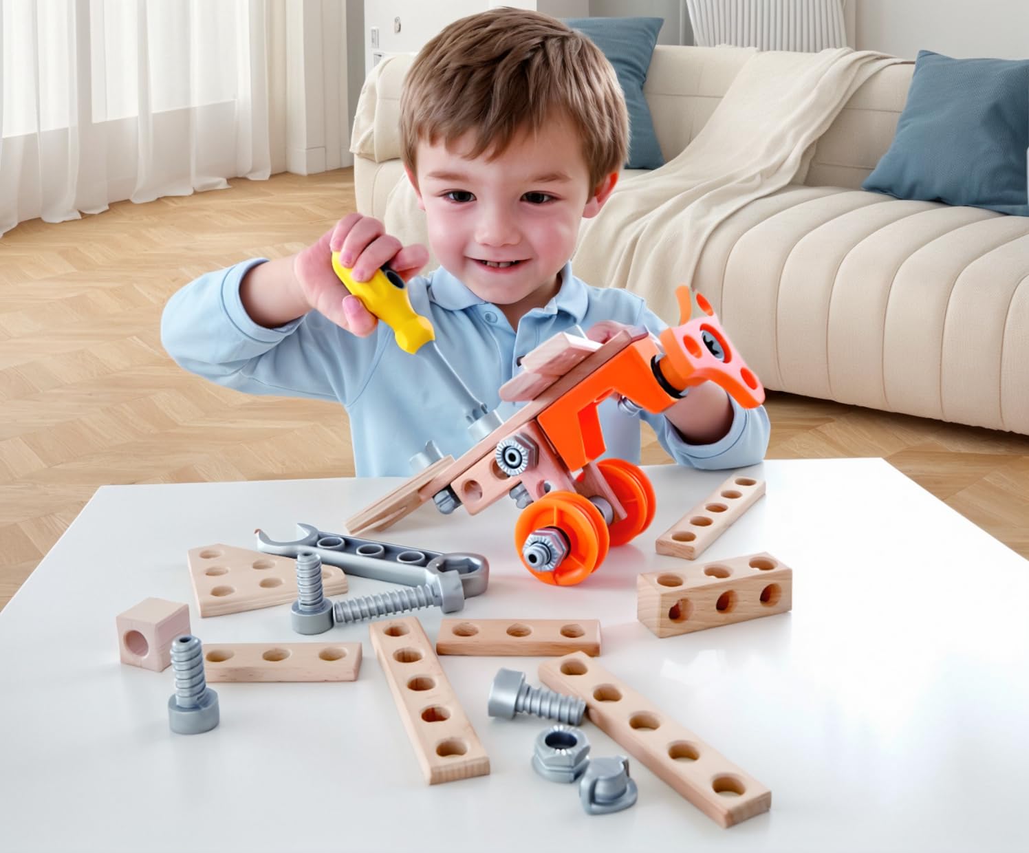 Hape Junior Inventor Starter Kit costruzioni 42 pezzi in legno