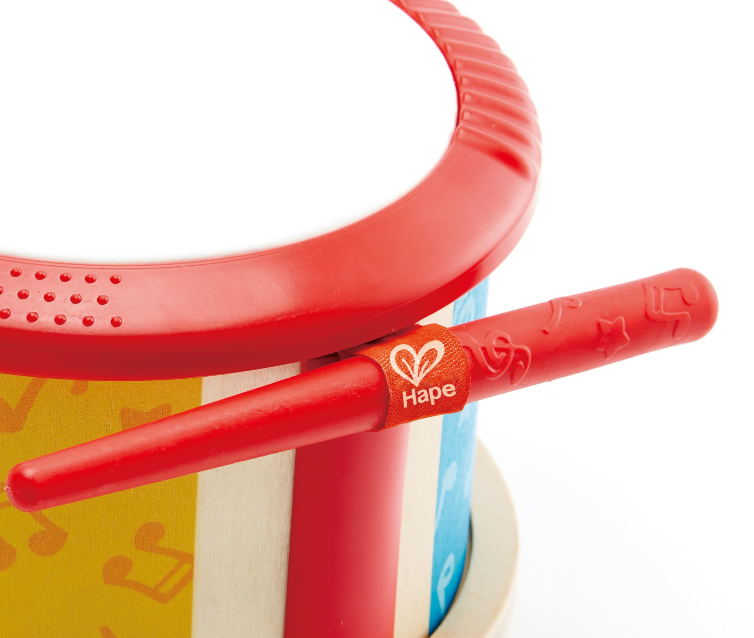 Hape Giochi musicali Tamburo a due facce con bacchetta legno dai 12 mesi