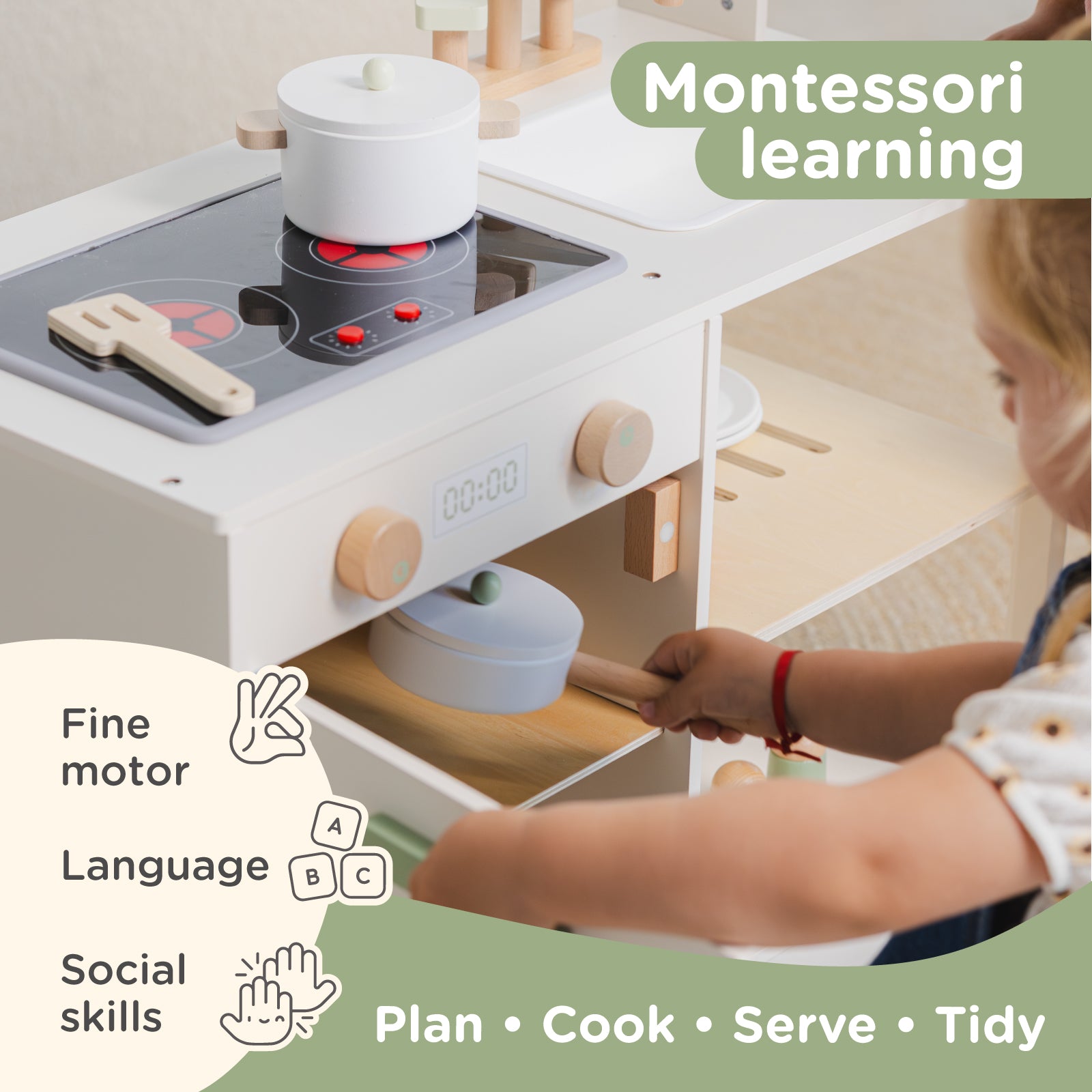 Nene Toys Kitchens & Pretend Play Wooden Kitchen Set – Nordic Style cucina in legno