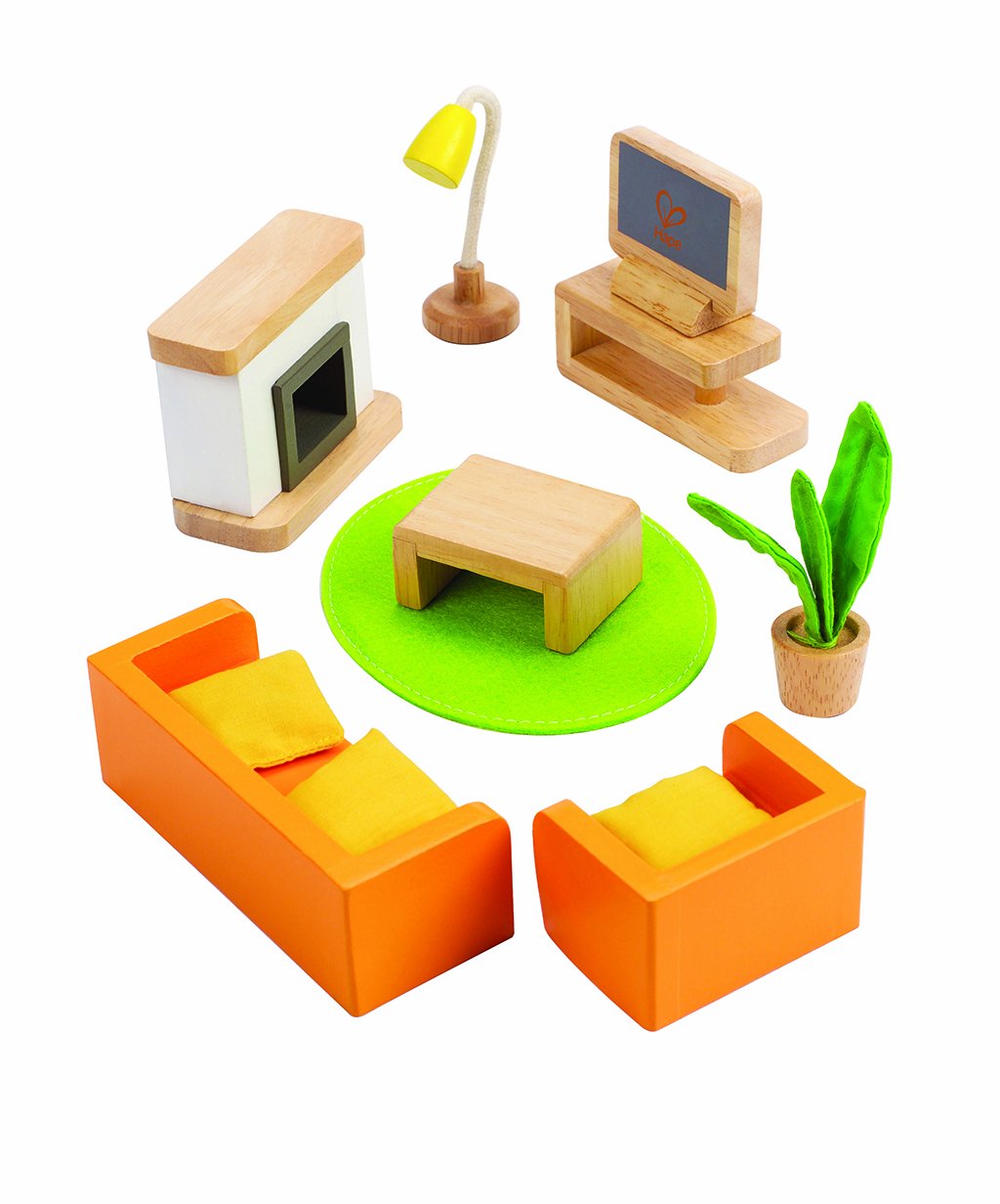 Hape Mobili Stanza Multimediale e Salotto casa delle bambole in legno