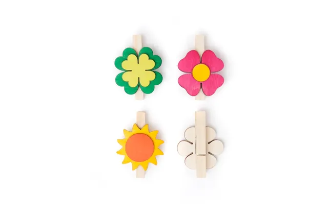 Il Pianeta delle idee Piccoli Oggetti Fiori Pinze pinze in legno