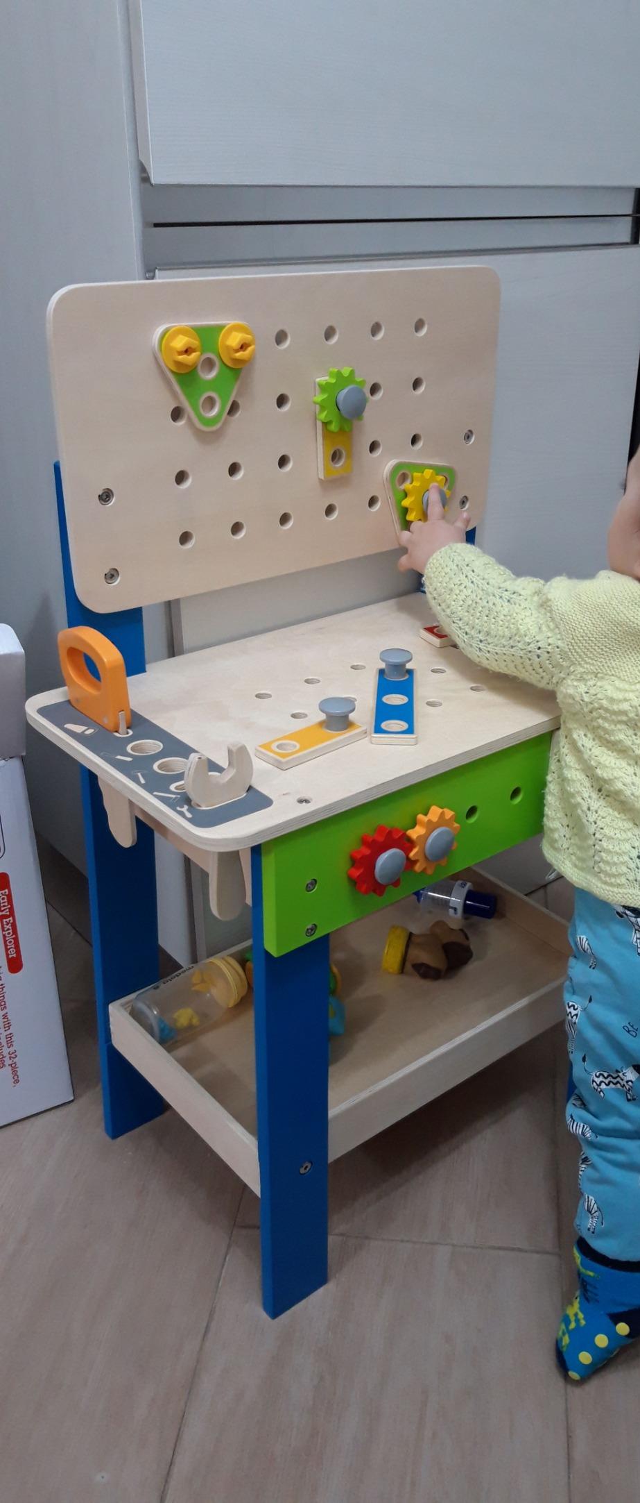 Hape Giochi di ruolo Banco da Lavoro banco da lavoro 35 pezzi regolabile