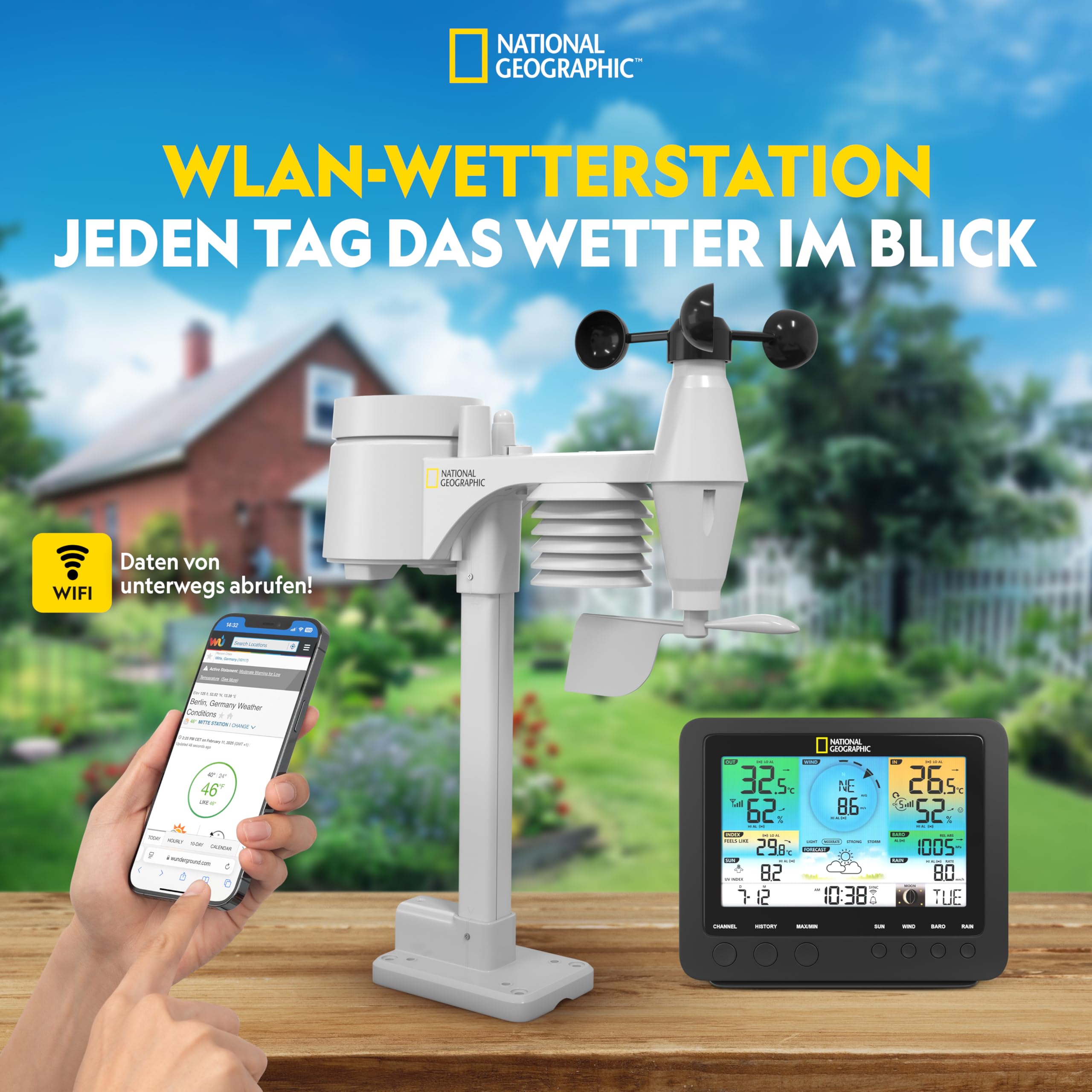 National Geographic Stazioni meteorologiche ed elettronica outdoor Stazione meteo wireless 7 in 1