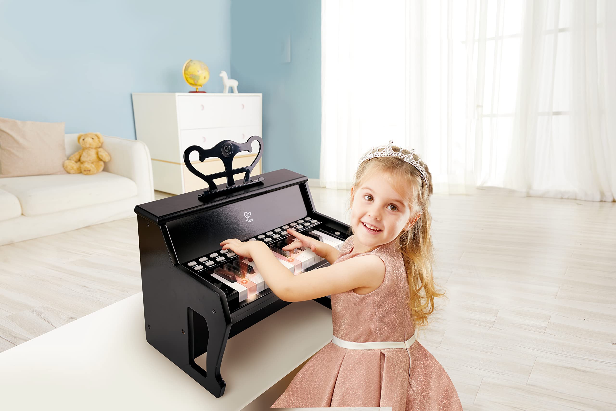 Hape Giochi musicali Impara con le Luci pianoforte nero 25 tasti luminosi