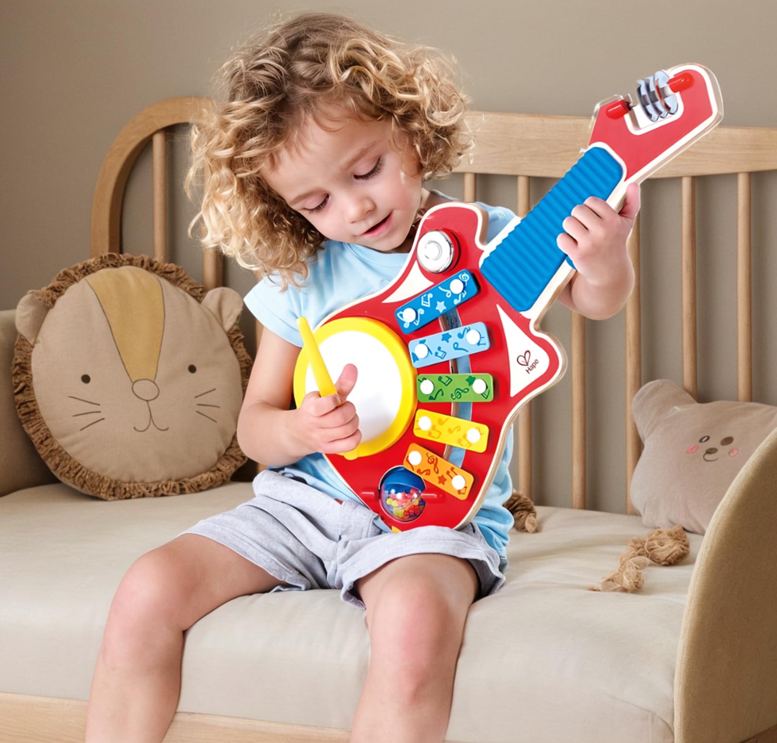 HAPE Giochi musicali Crea Musica 6 in 1 chitarra musicale in legno dai 18 mesi