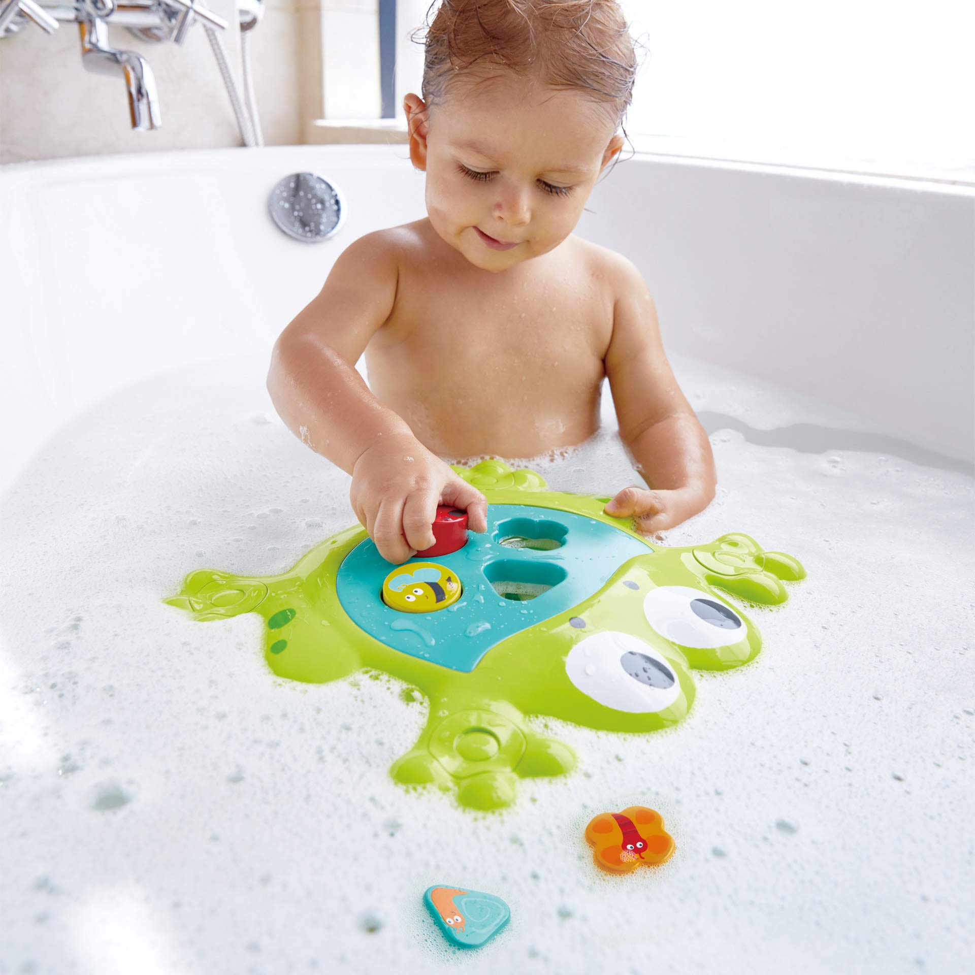 Hape Giochi da bagno Feed-Me Bath Frog rana da bagno multicolore E0209
