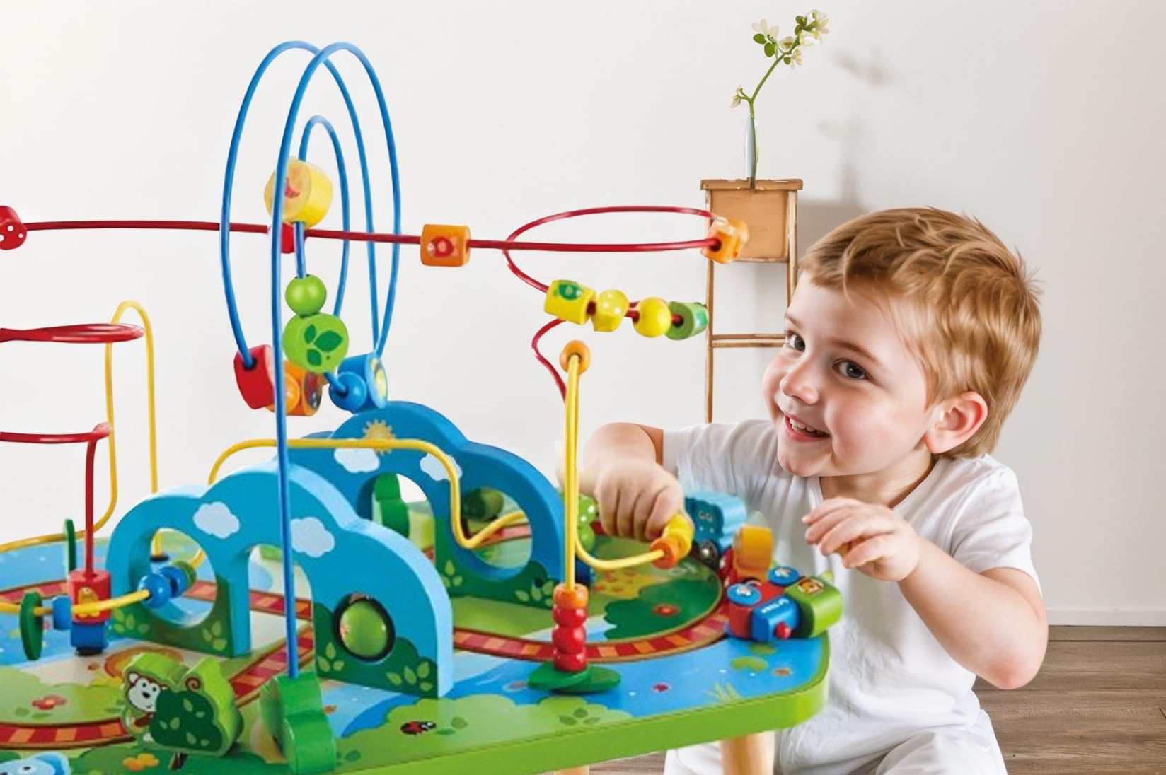 Hape Treno E3824 tavolo treno giungla multiattività in legno