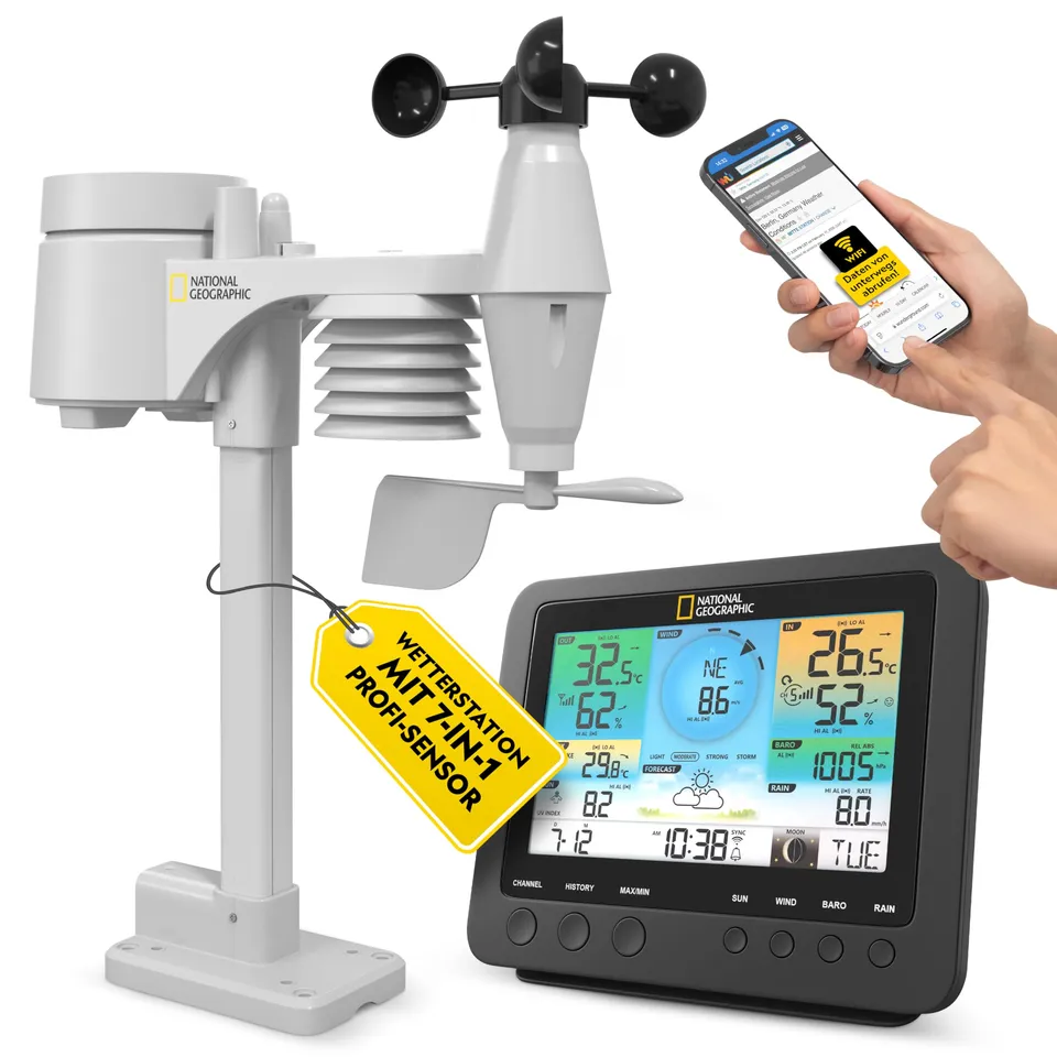 National Geographic Stazioni meteorologiche ed elettronica outdoor Stazione meteo wireless 7 in 1