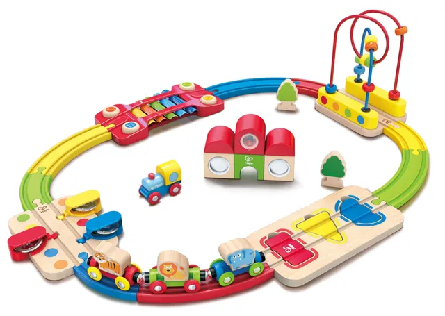 Hape Treno E3826 Pista treno arcobaleno giocattolo educativo musicale 18M+