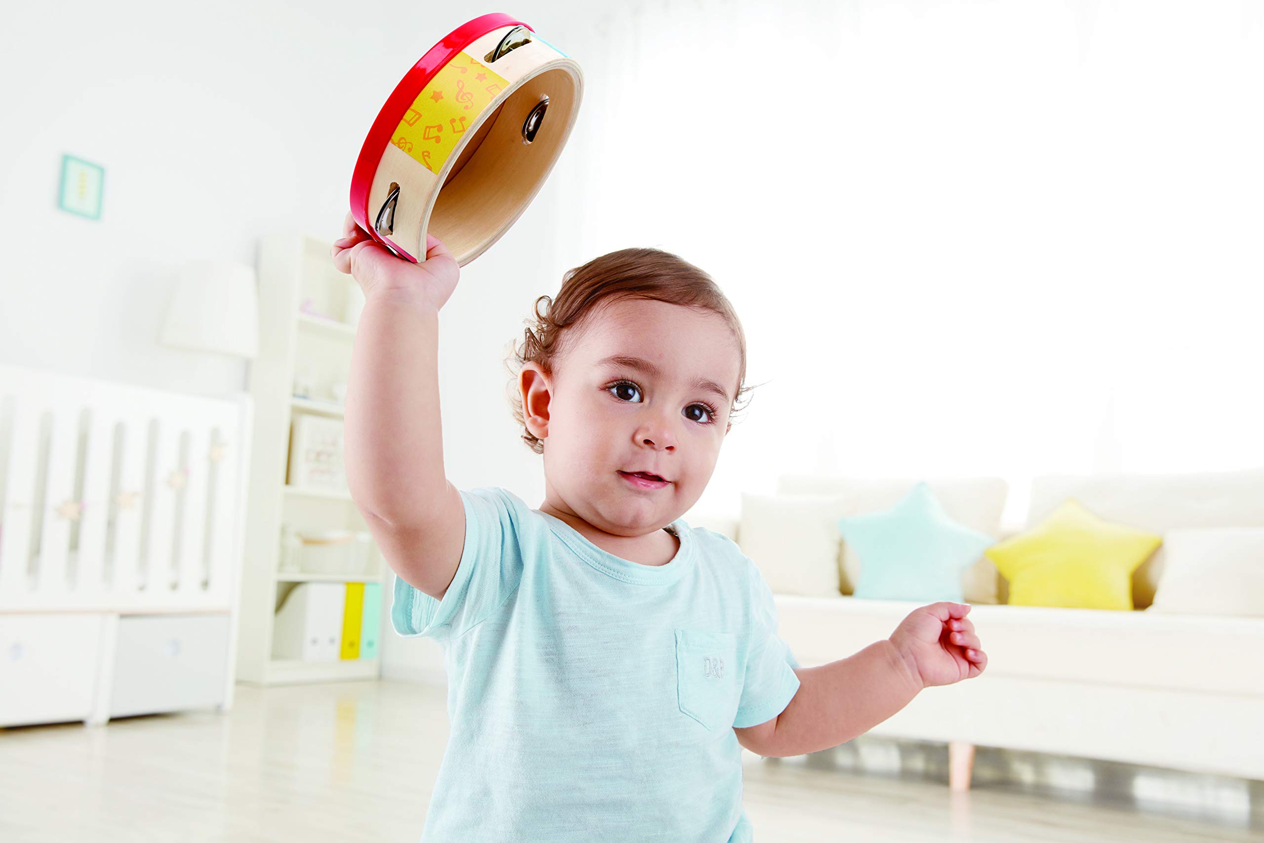 Hape Giochi musicali Tamburello in legno 2 in 1 per bambini