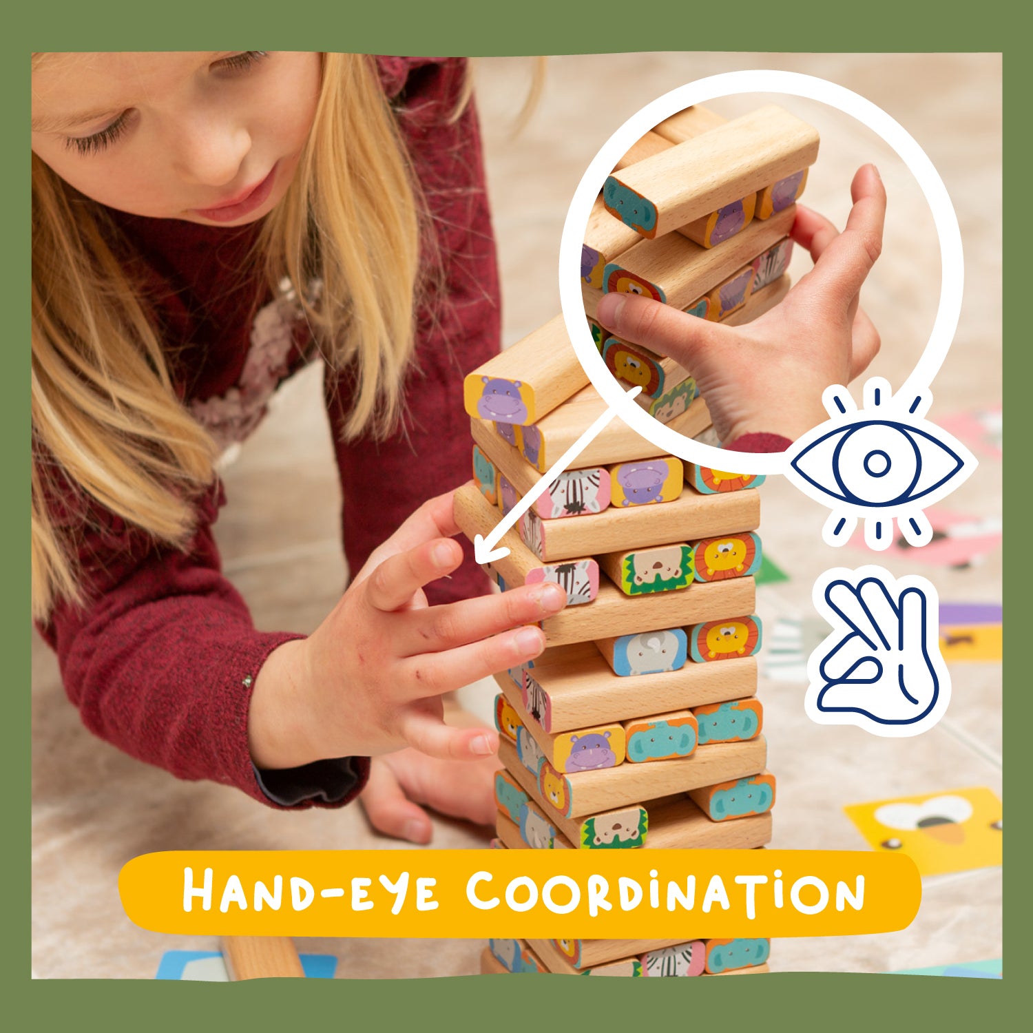 Nene Toys Building & Stacking Safari Stacking Game, torre di legno