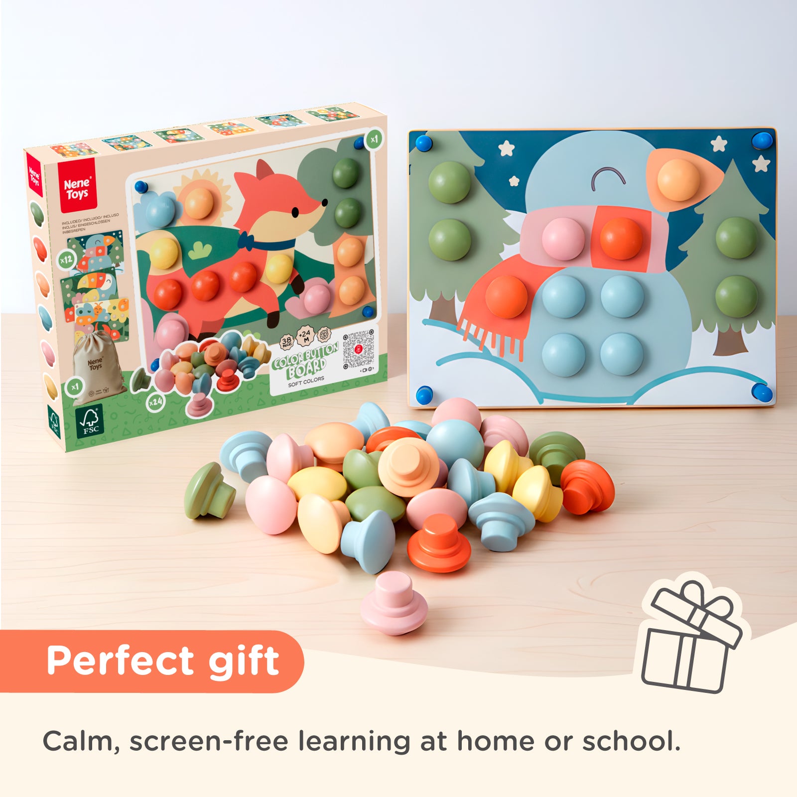 Nene Toys Puzzles & Learning Color Button Board tavoletta pastello
