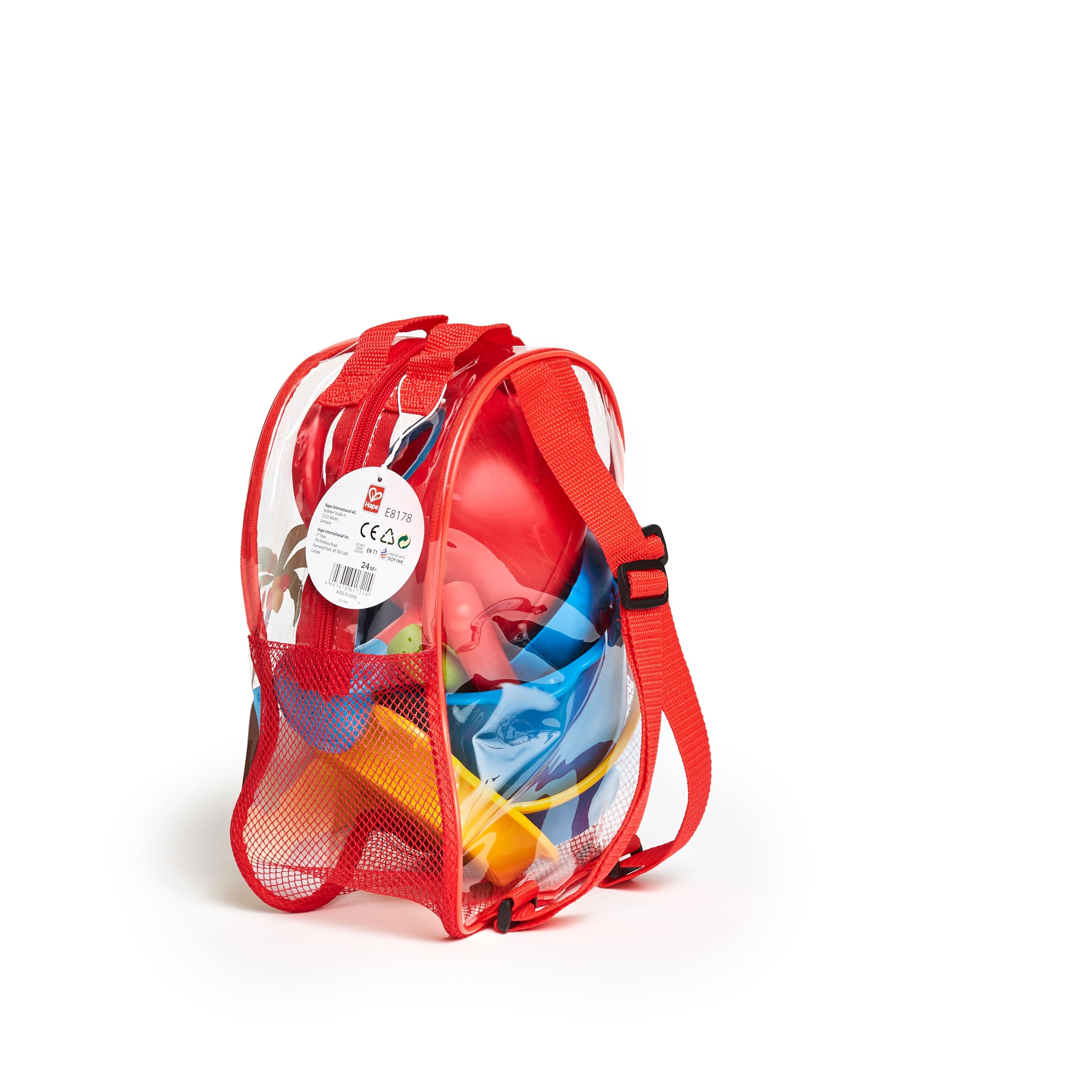 Hape Giochi da spiaggia Kit Zaino da Spiaggia 24M+ set giochi sabbia senza BPA