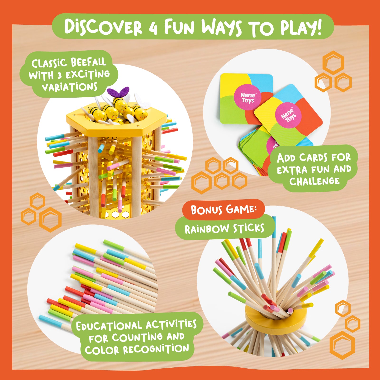 Nene Toys Family Games BEEFALL Jumbo gioco per famiglie in legno