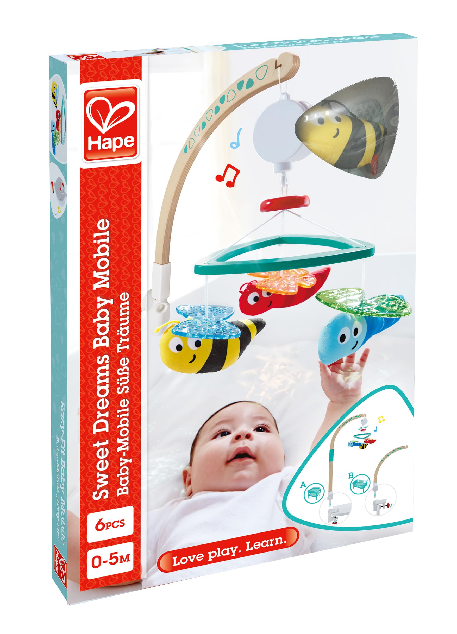 Hape Giocattoli per l'infanzia E0044 Giostrina Easy-Fit in legno