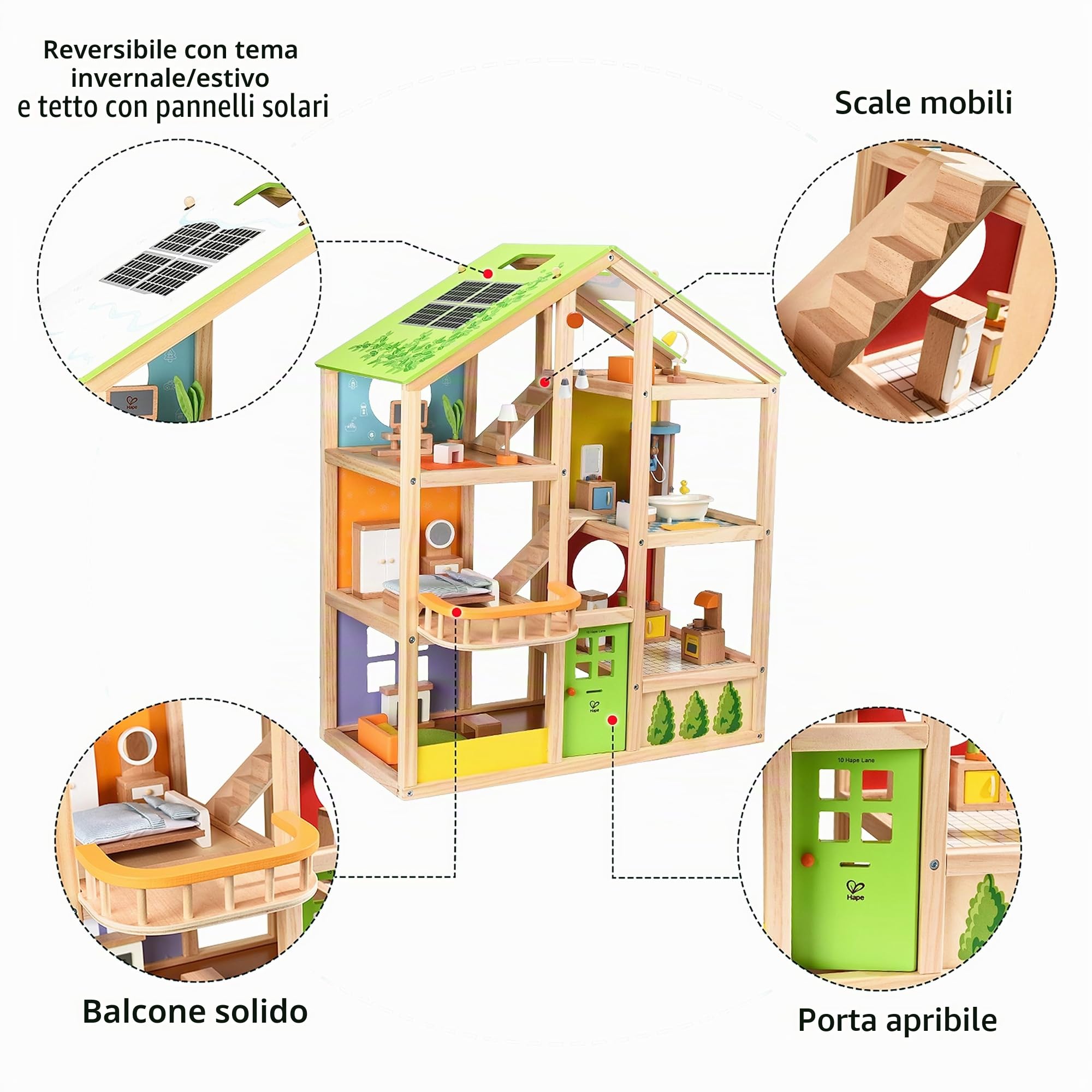 Hape Case delle bambole e accessori E3401 Casa 4 Stagioni casa delle bambole in legno