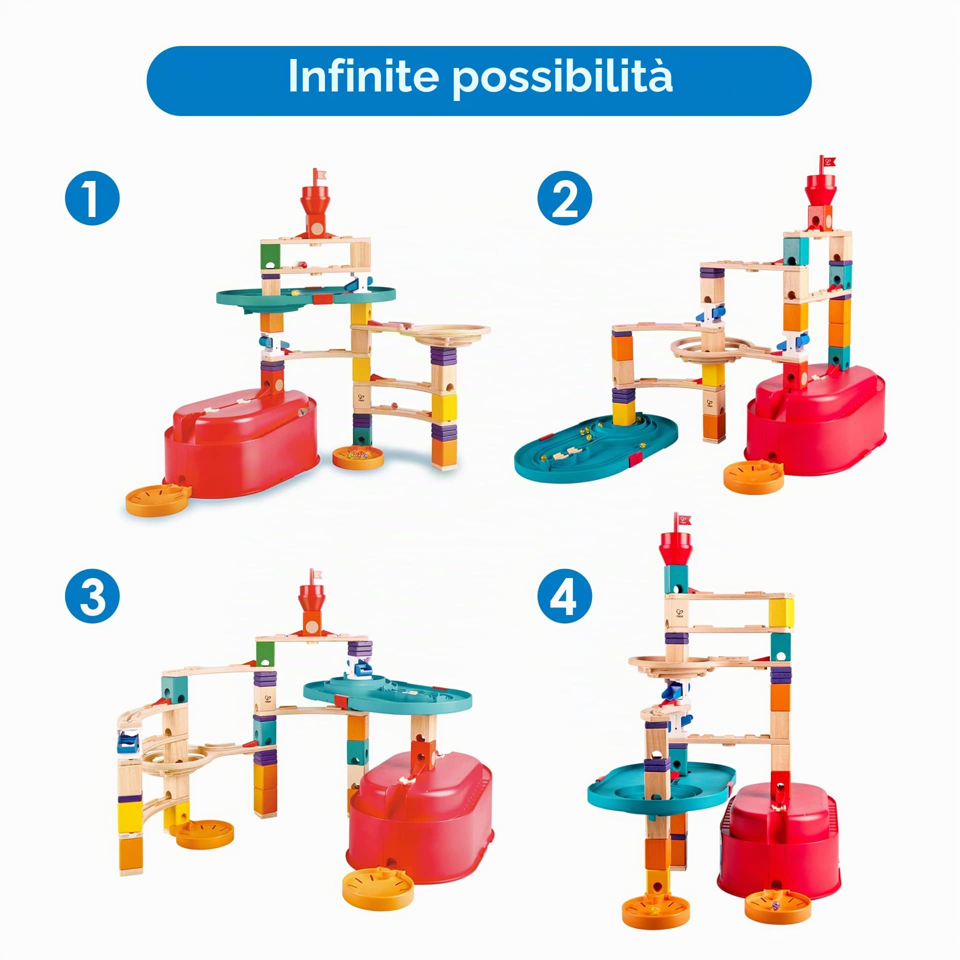 Hape Quadrilla Set Contenitori Componibili pista per biglie in legno
