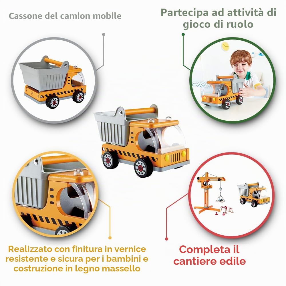 Hape Giochi Camion Ribaltabile camion giocattolo multicolore in legno