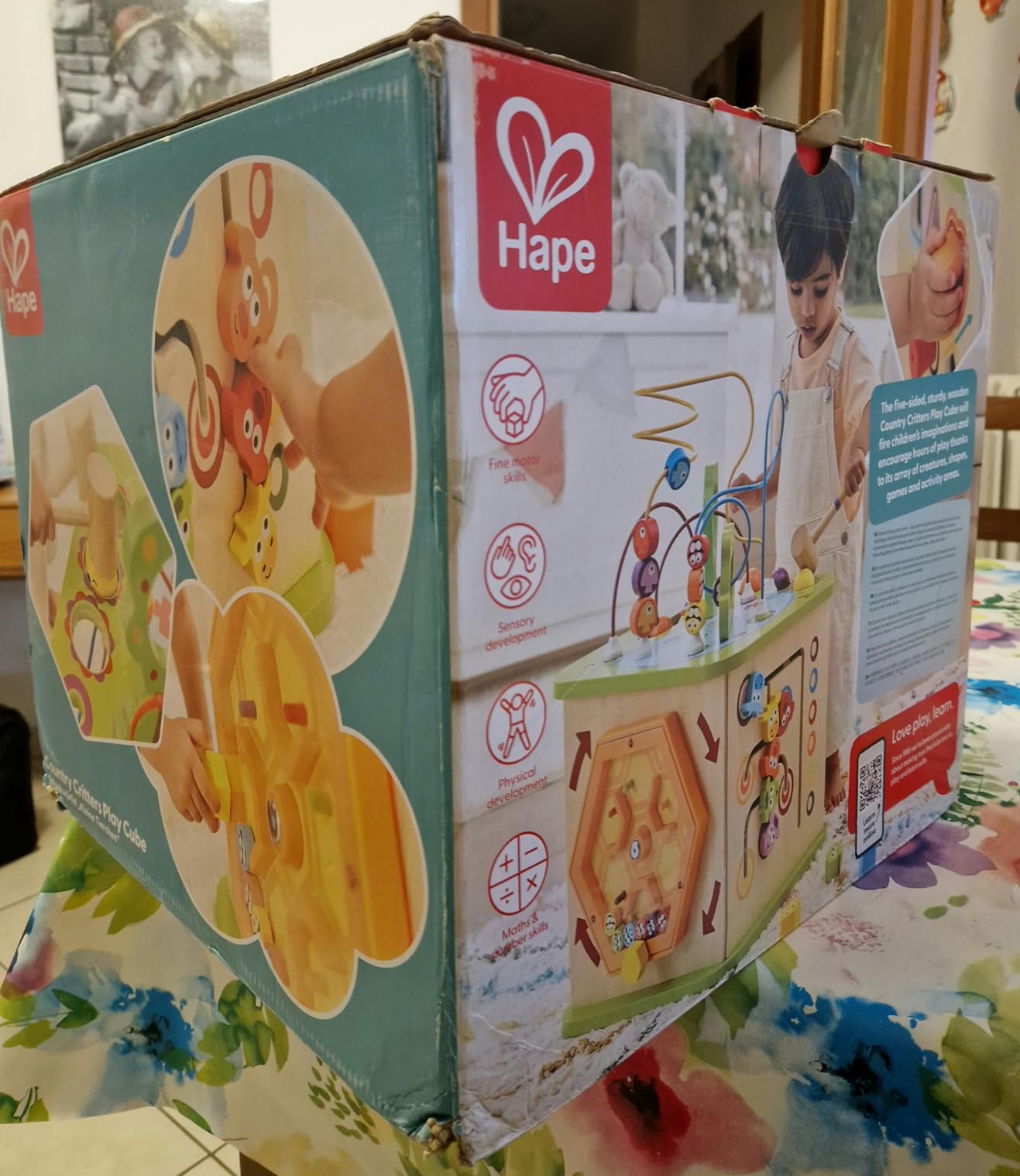 Hape Giocattoli per le abilità motorie Cubo Multiattività cubo attività in legno