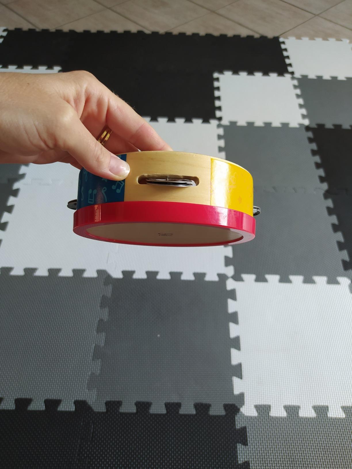 Hape Giochi musicali Tamburello in legno 2 in 1 per bambini