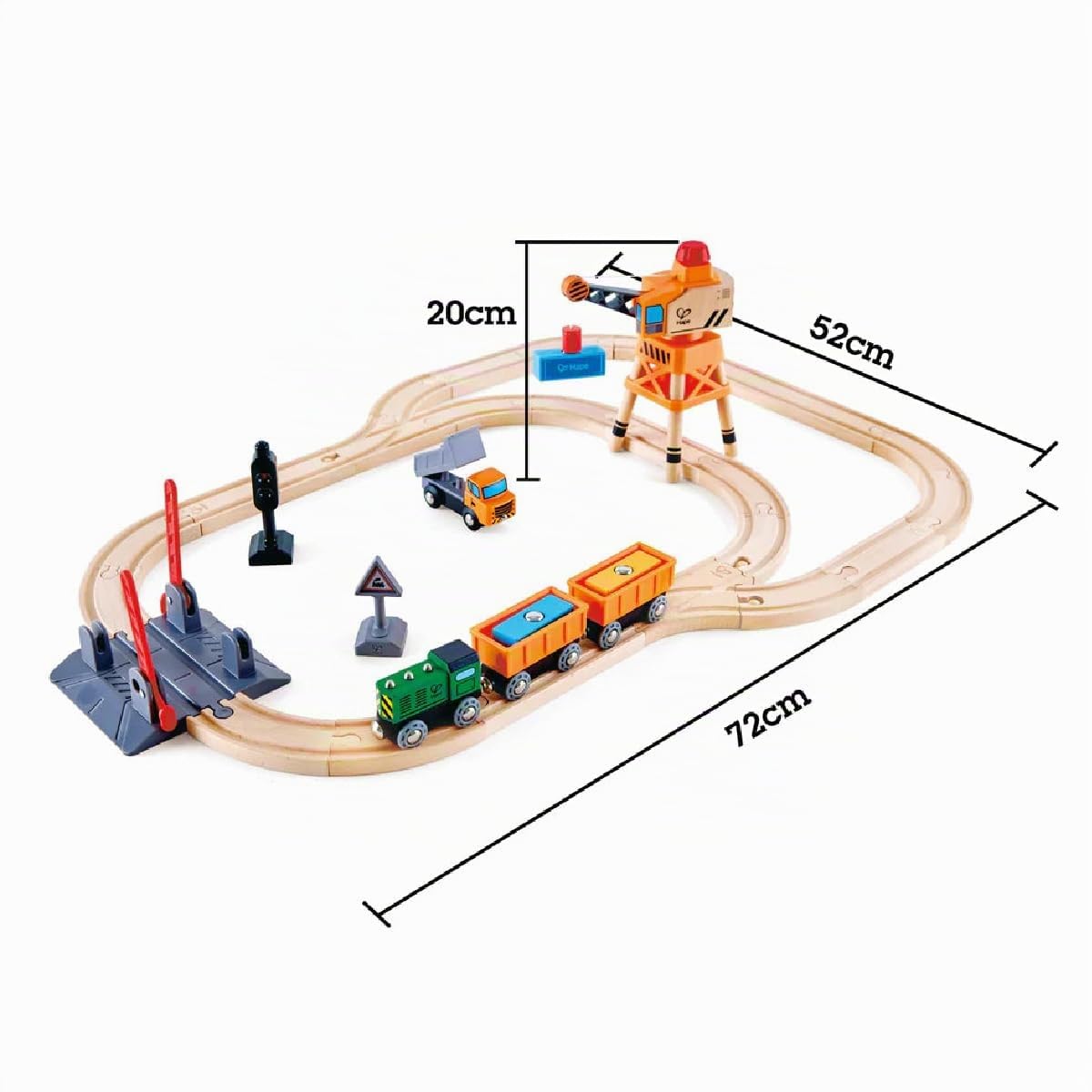 Hape Treno Pista con passaggio a livello e gru magnetica 32 pezzi