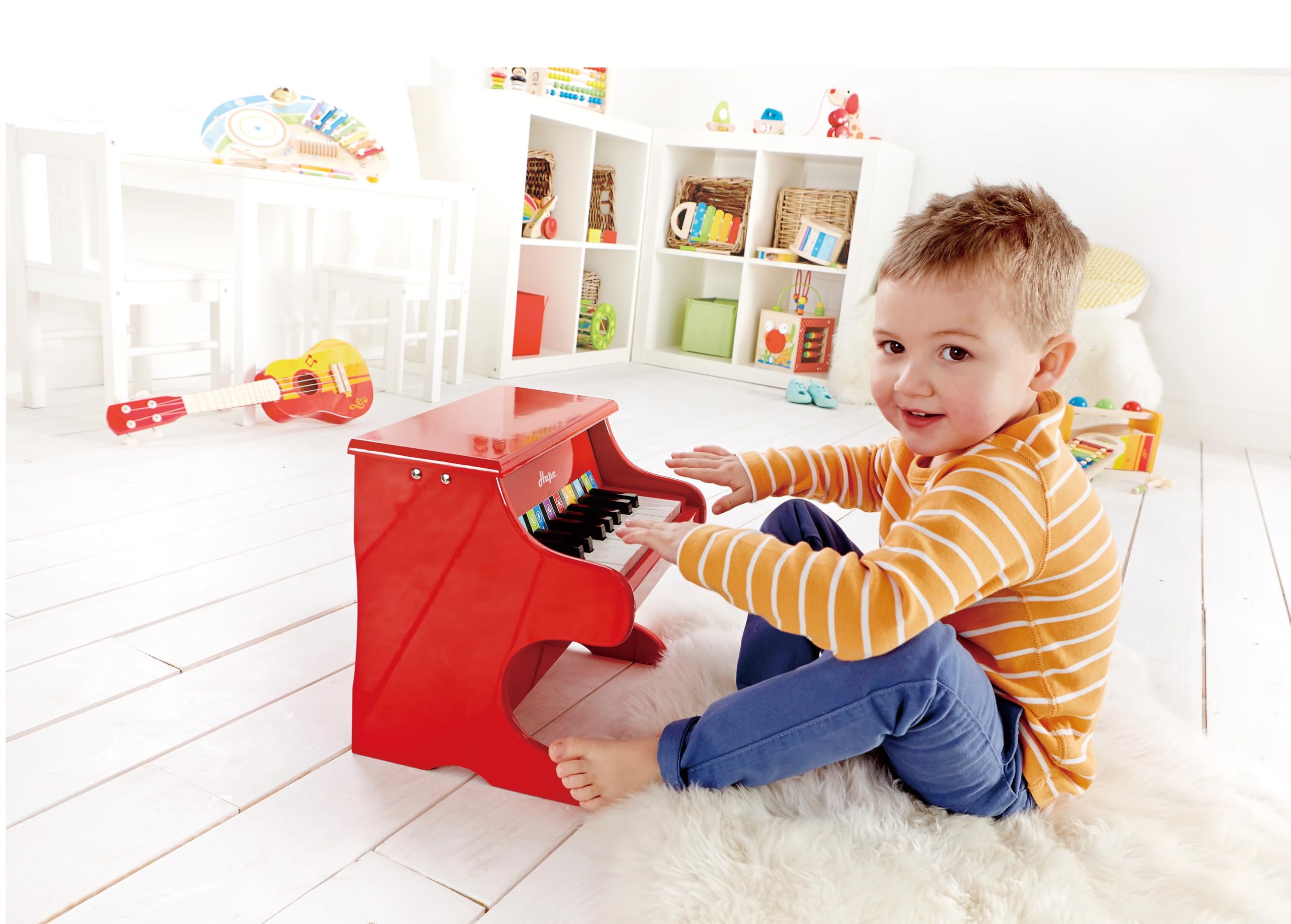 Hape Giochi musicali Piano Divertente E0318 pianoforte rosso 18 tasti