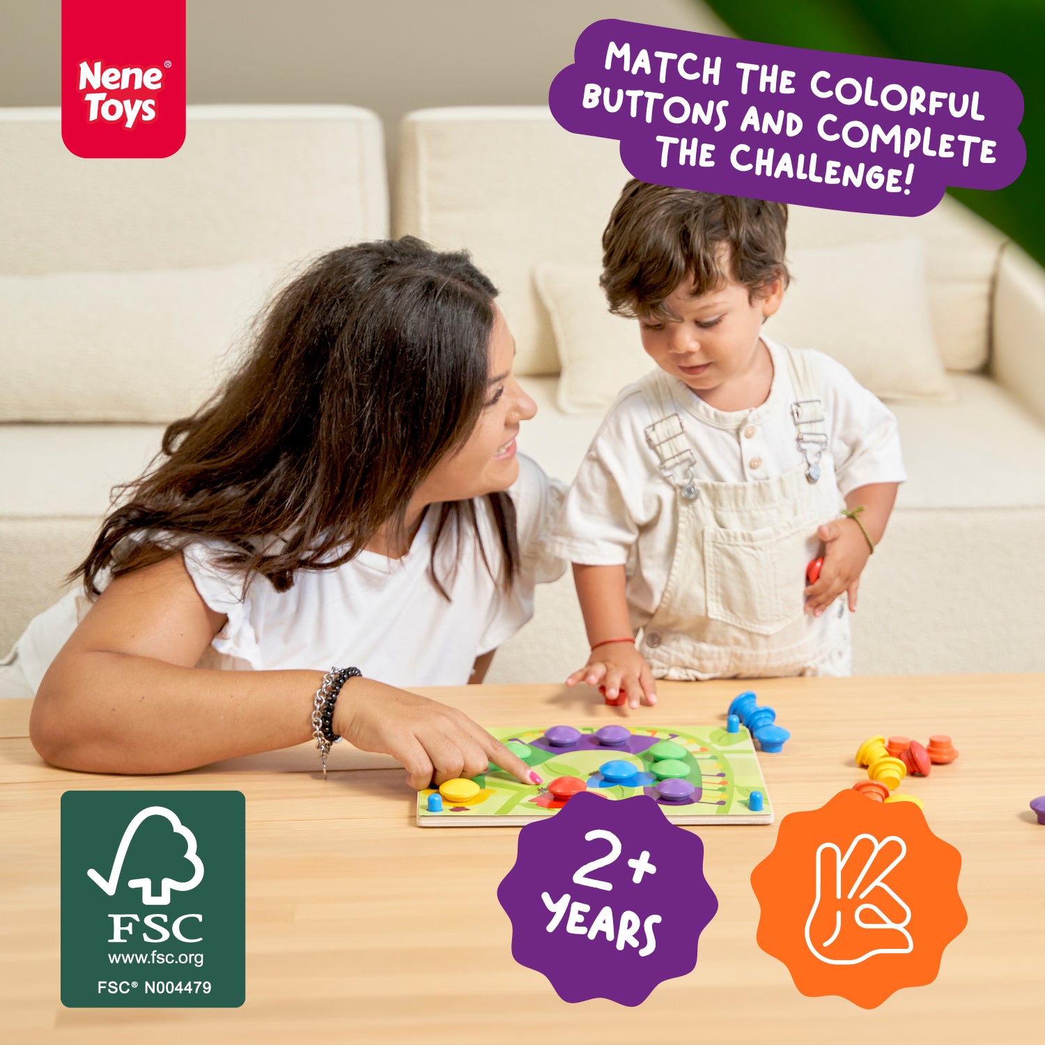 Nene Toys Puzzles & Learning Wooden Color Matching Puzzle, puzzle colori, 12 schede