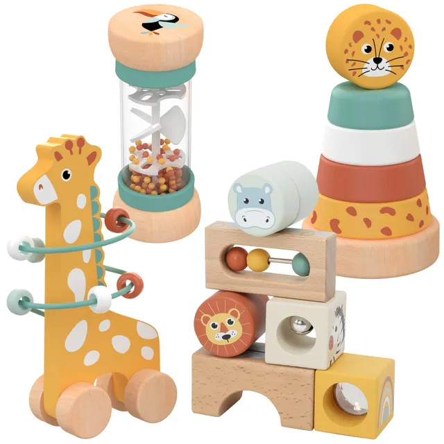Nene Toys Baby & Toddler Toys 4-in-1 Animal Learning Set giochi in legno