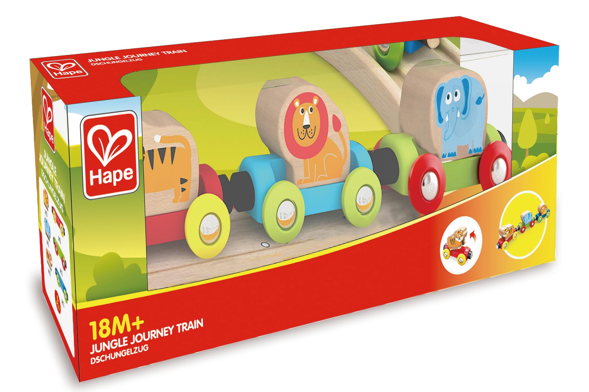 Hape Treno Viaggio Giungla trenino con animali in legno