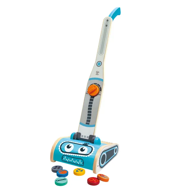 Hape Giochi di ruolo Aspirapolvere giocattolo con robot e rifiuti