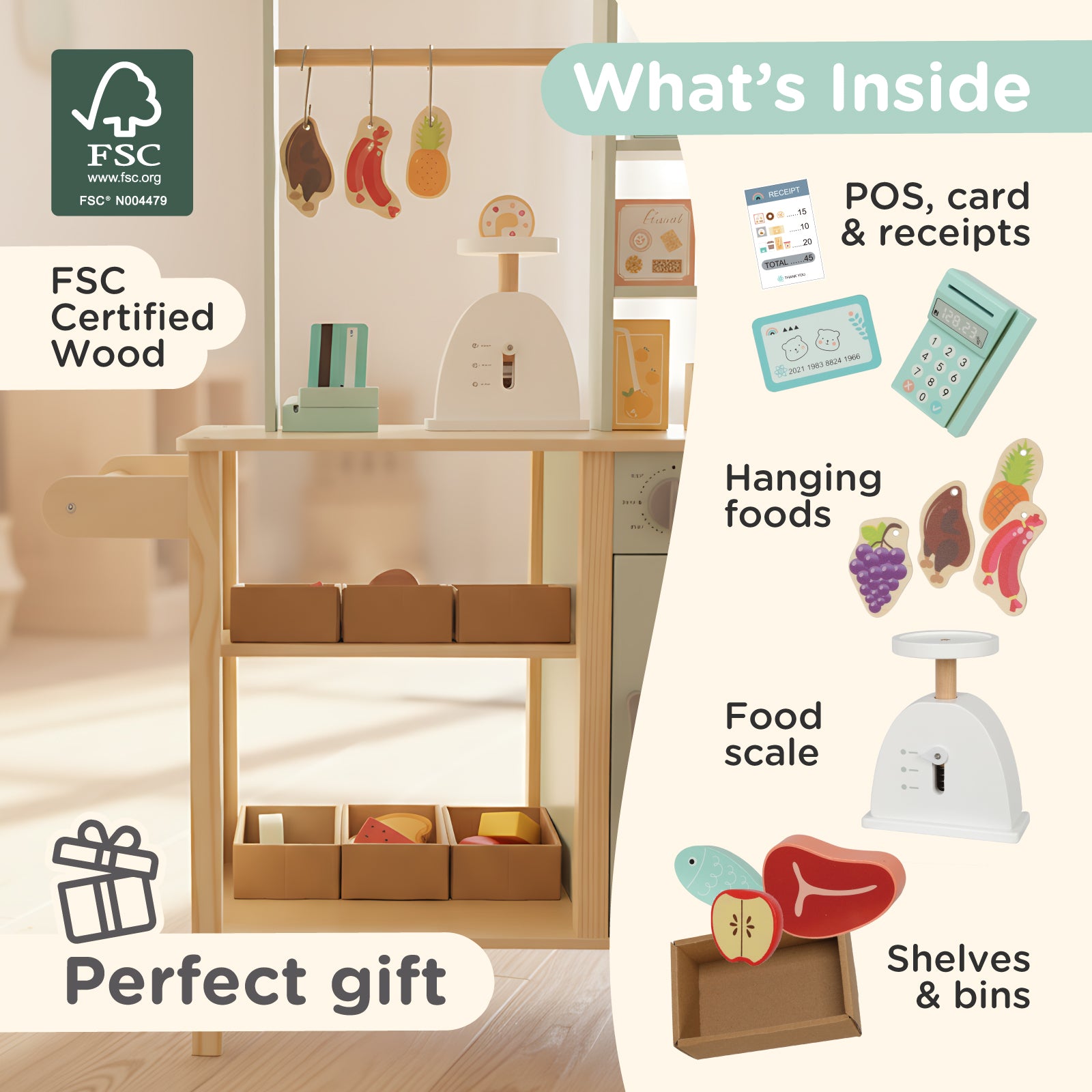 Nene Toys Kitchens & Pretend Play Grocery Store negozio cucina in legno