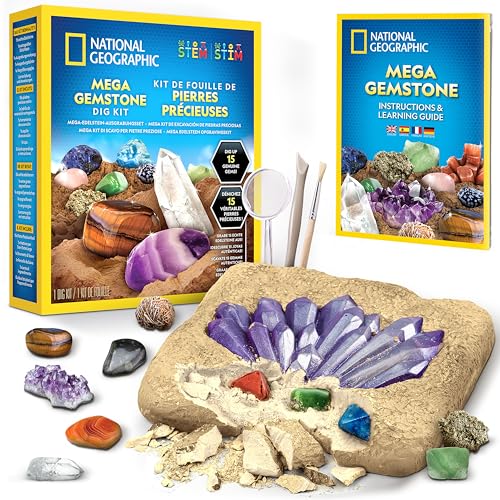 National Geographic Kit scientifici e di scoperta Mega Kit di Scavo Gemme 15 pietre