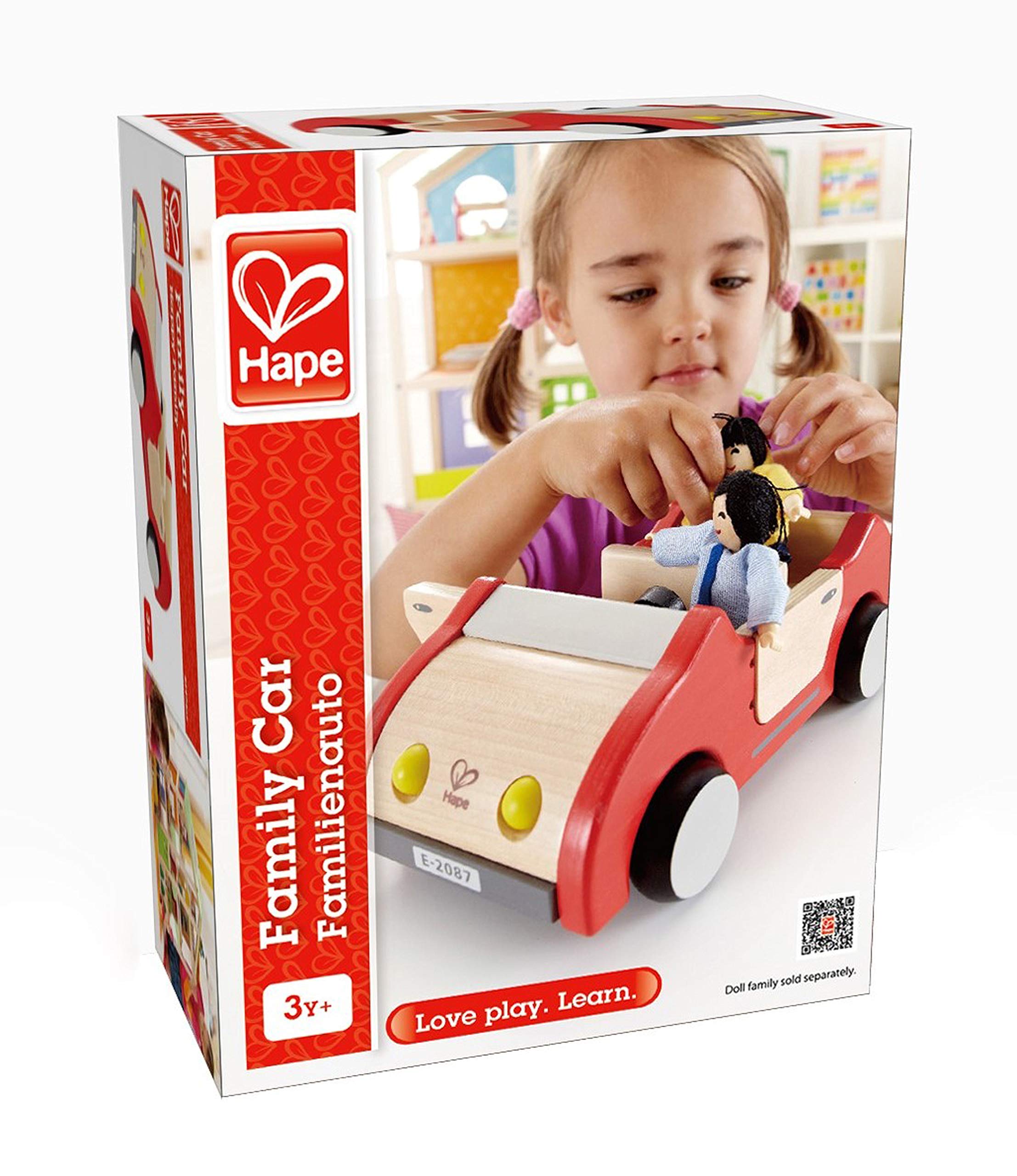 Hape Case delle bambole Auto familiare in legno rossa
