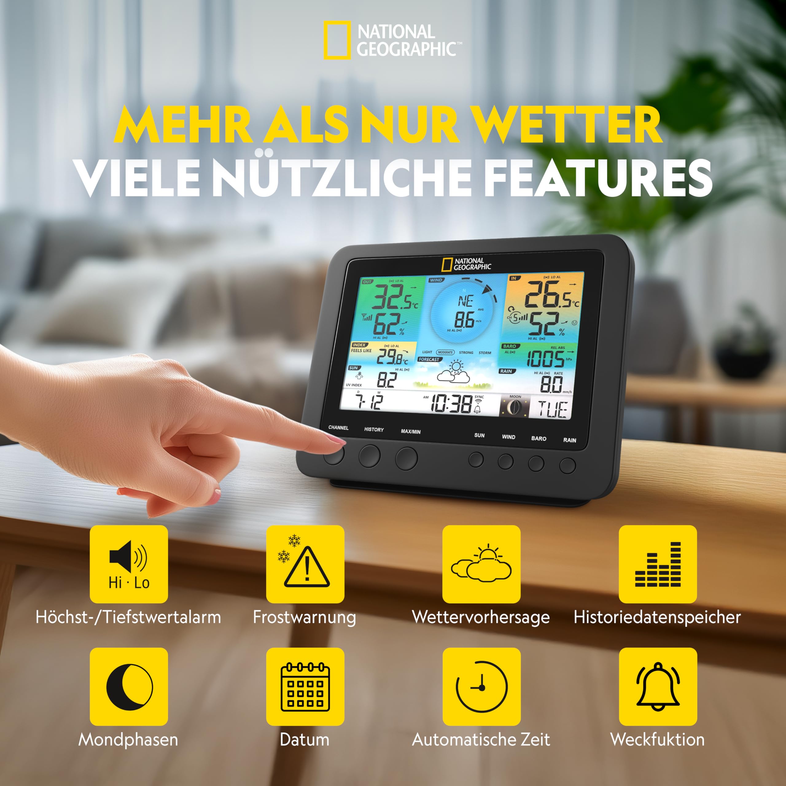 National Geographic Stazioni meteorologiche ed elettronica outdoor Stazione meteo wireless 7 in 1