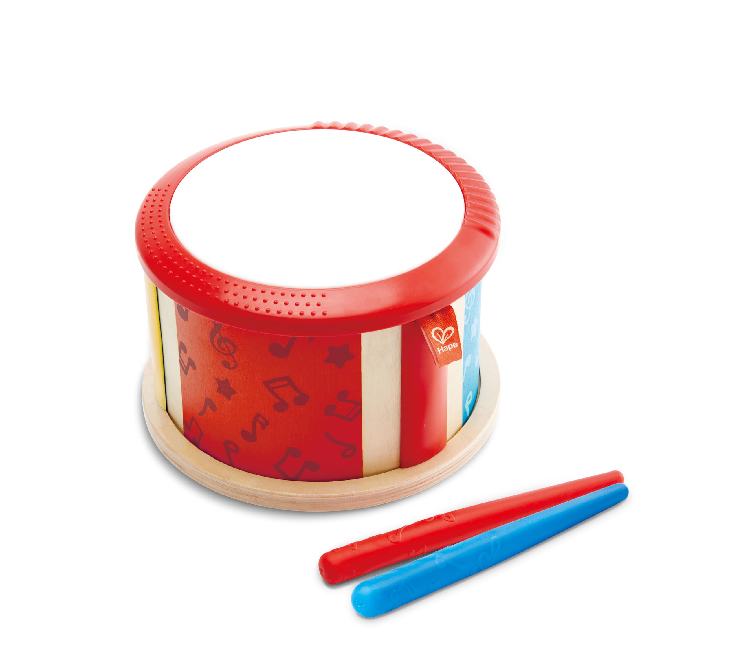 Hape Giochi musicali Tamburo a due facce con bacchetta legno dai 12 mesi