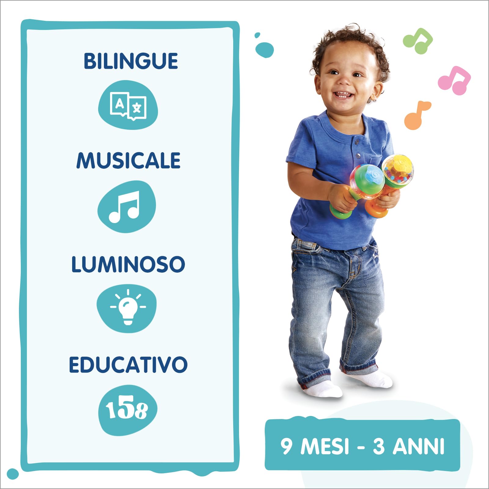 VTech Le Magiche Maracas Luminose sonaglio bilingue italiano inglese