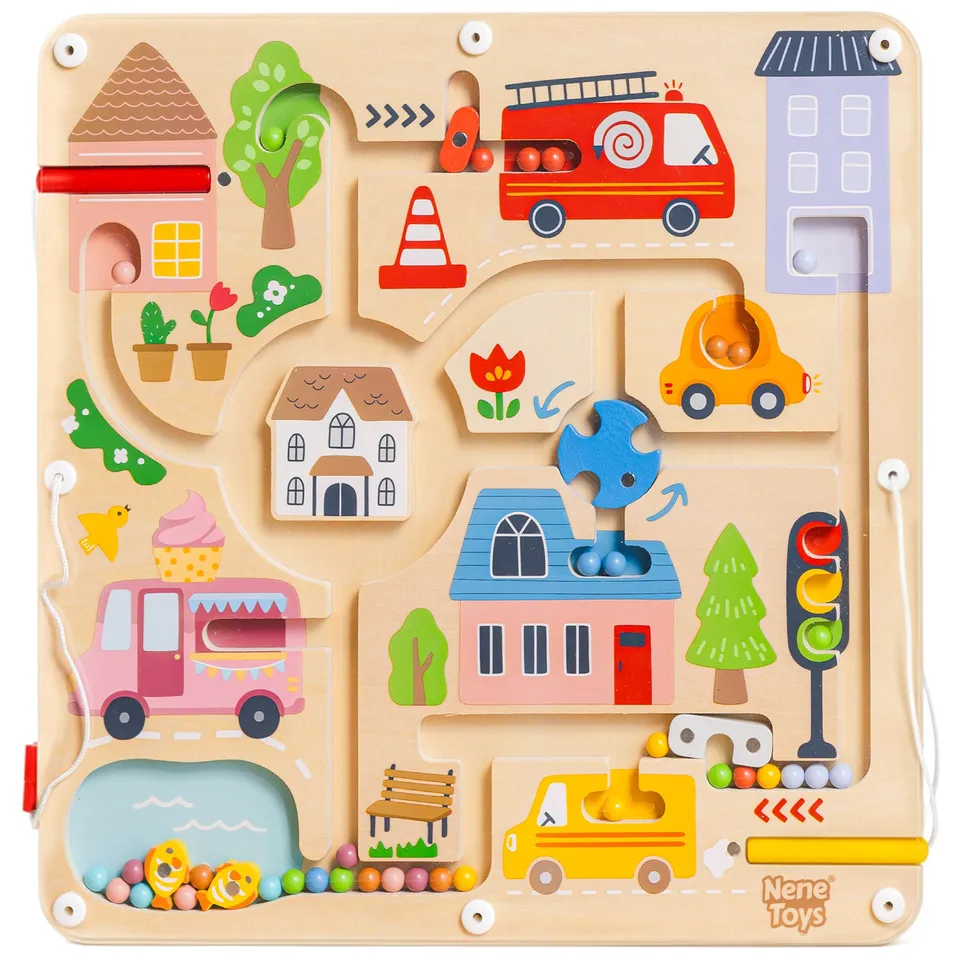 Nene Toys Puzzles & Learning Magnetic City Maze labirinto magnetico in legno