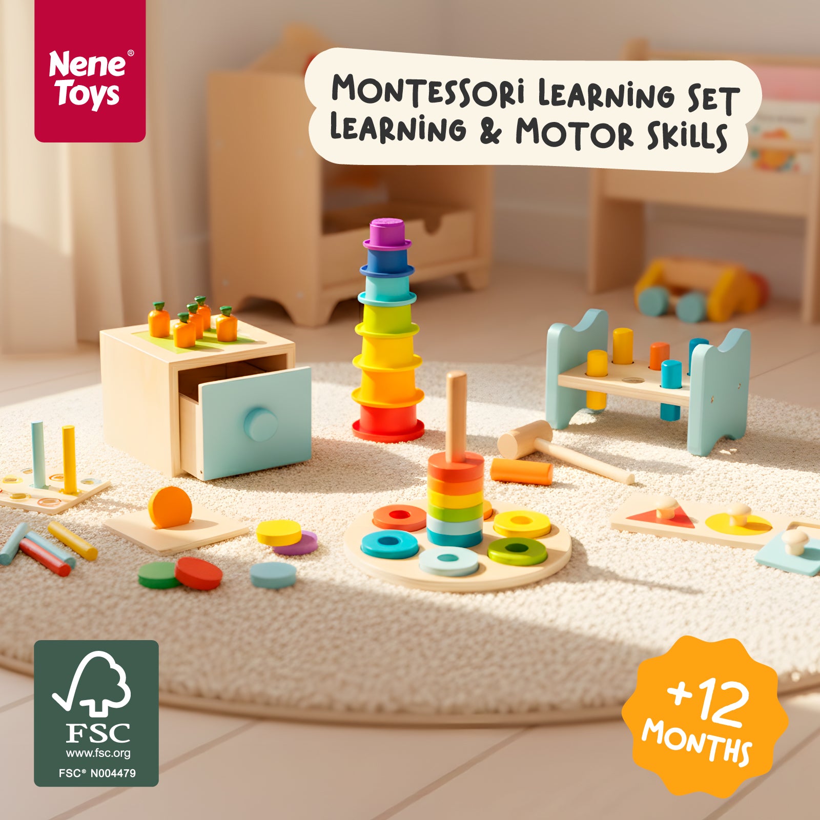Nene Toys Baby & Toddler Toys Learning Box +12M giochi legno 12-24 mesi