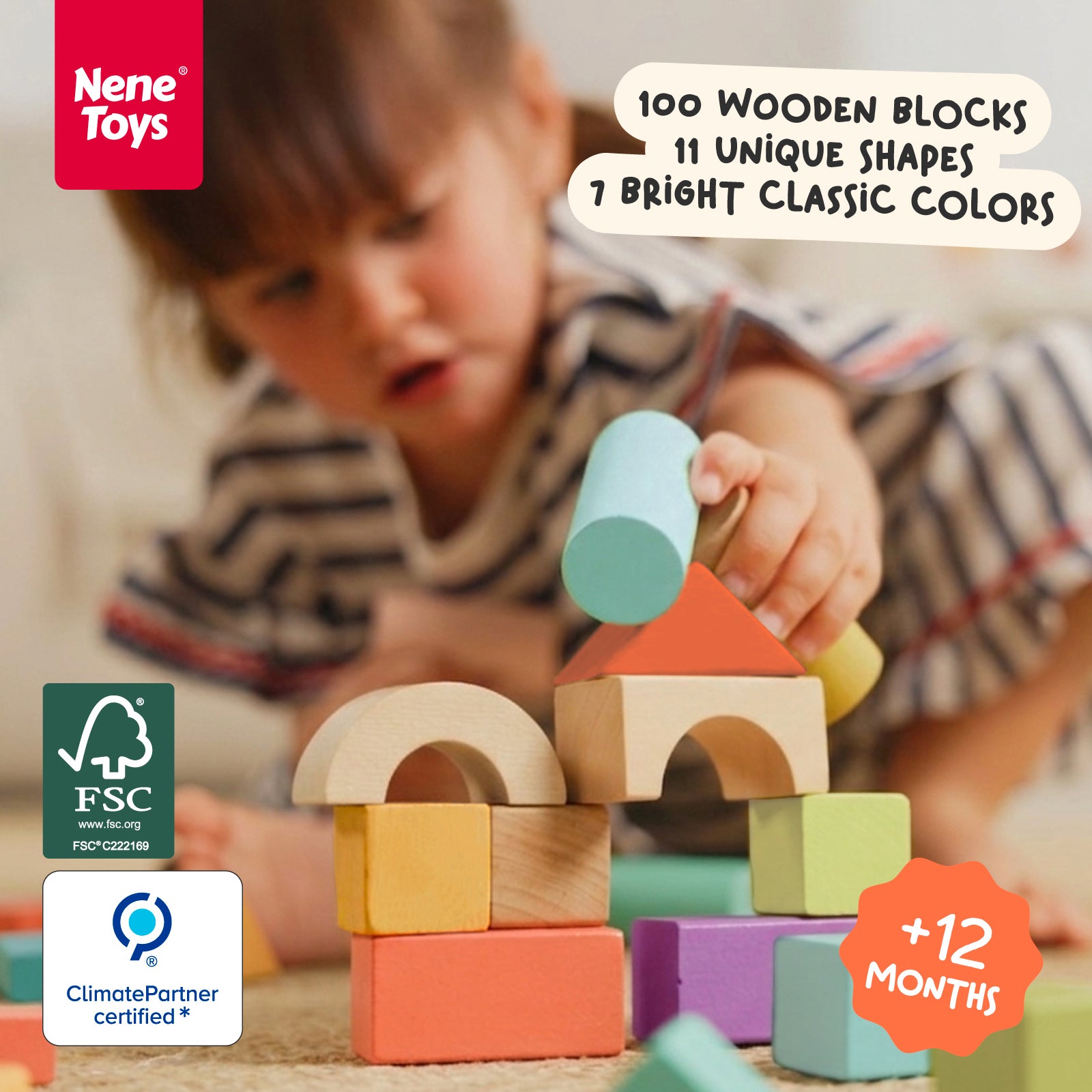 Nene Toys Building & Stacking 100 Pcs Wooden Building Blocks 100 blocchi
