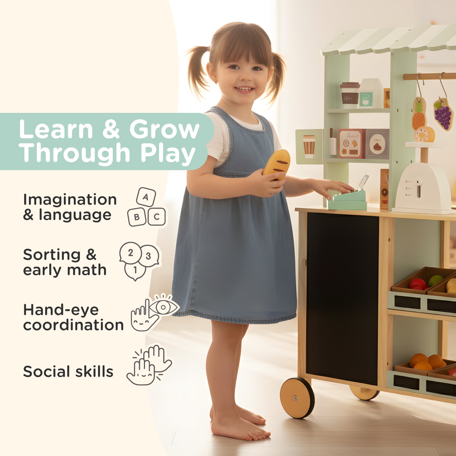 Nene Toys Kitchens & Pretend Play Grocery Store negozio cucina in legno