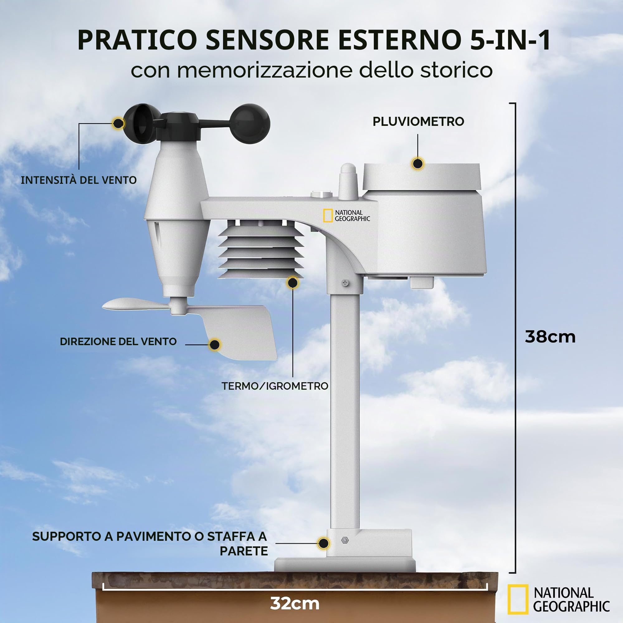 National Geographic Stazioni meteorologiche Station météo sans fil 5-en-1 stazione meteo wireless
