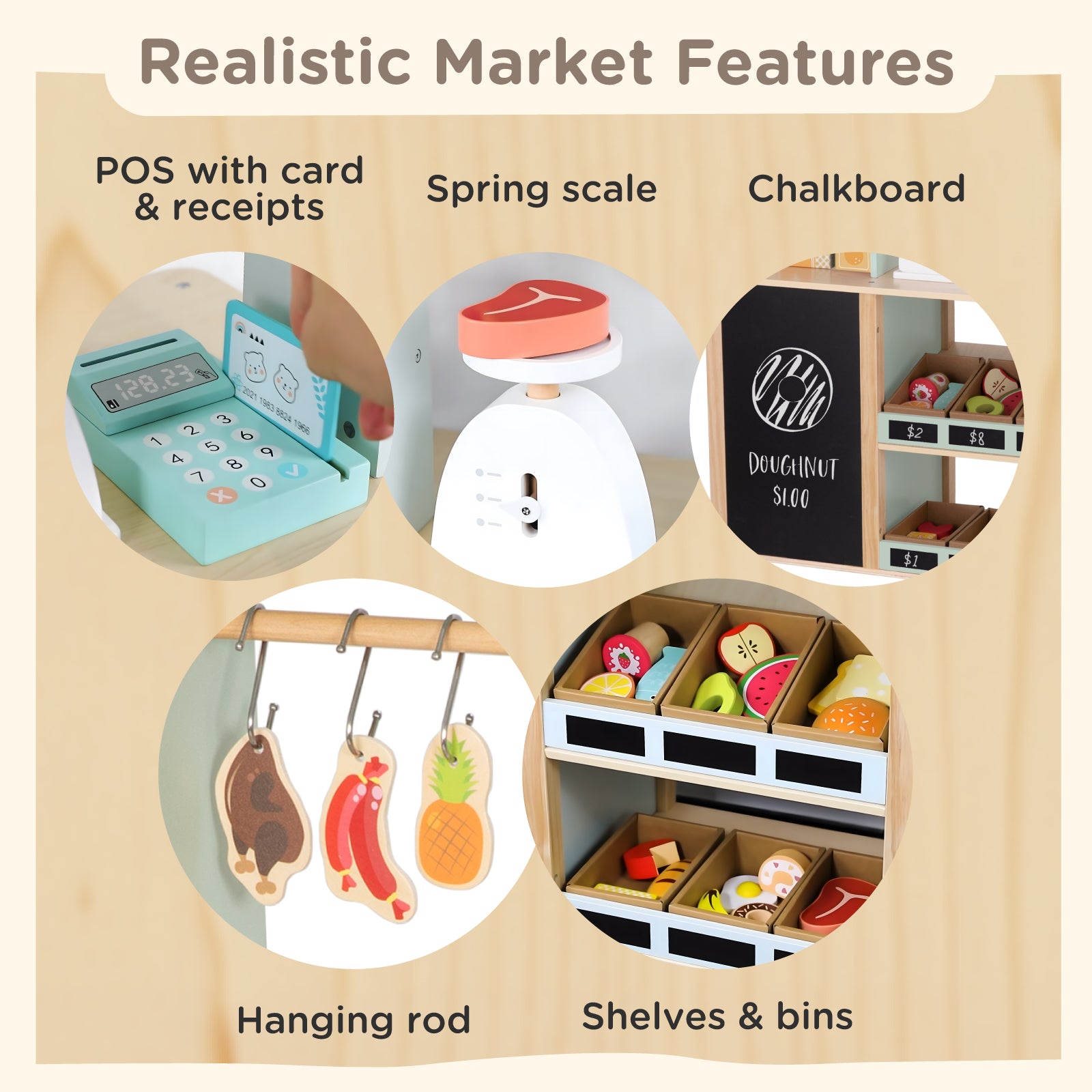 Nene Toys Kitchens & Pretend Play Grocery Store negozio cucina in legno