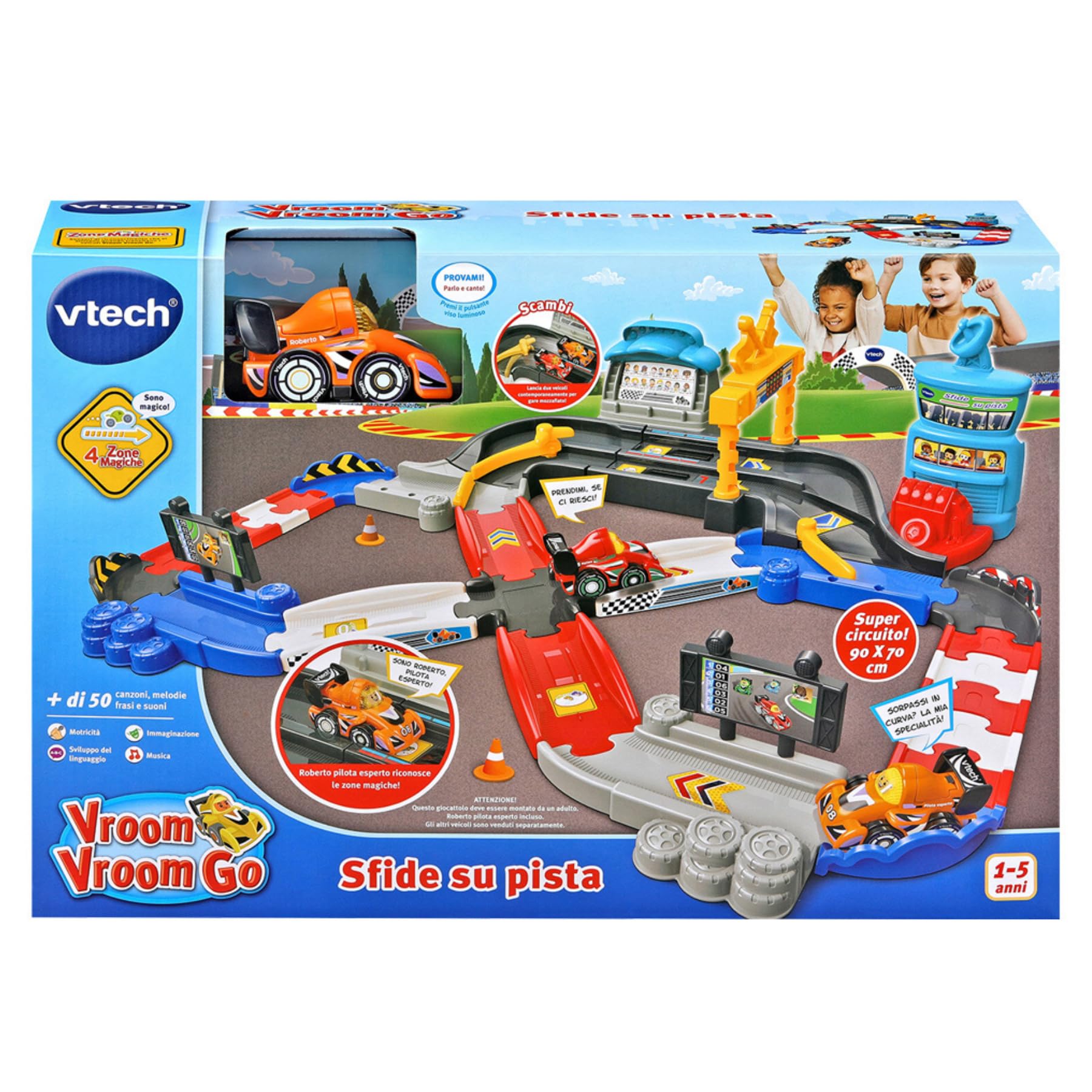 VTech Vroom Vroom Go Sfide su Pista circuito interattivo con Roberto