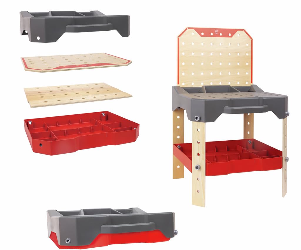 Hape Junior Inventor Banco da Lavoro Officina banco regolabile 71 pezzi legno