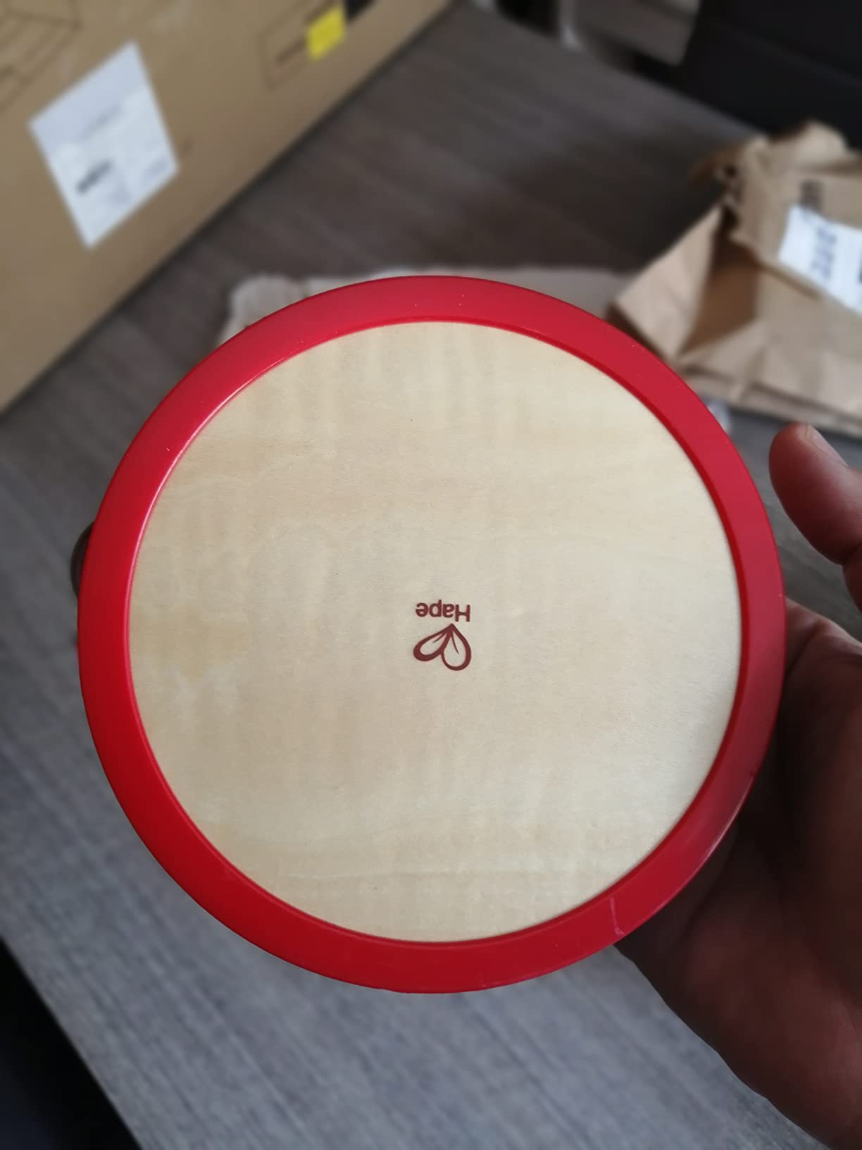 Hape Giochi musicali Tamburello in legno 2 in 1 per bambini